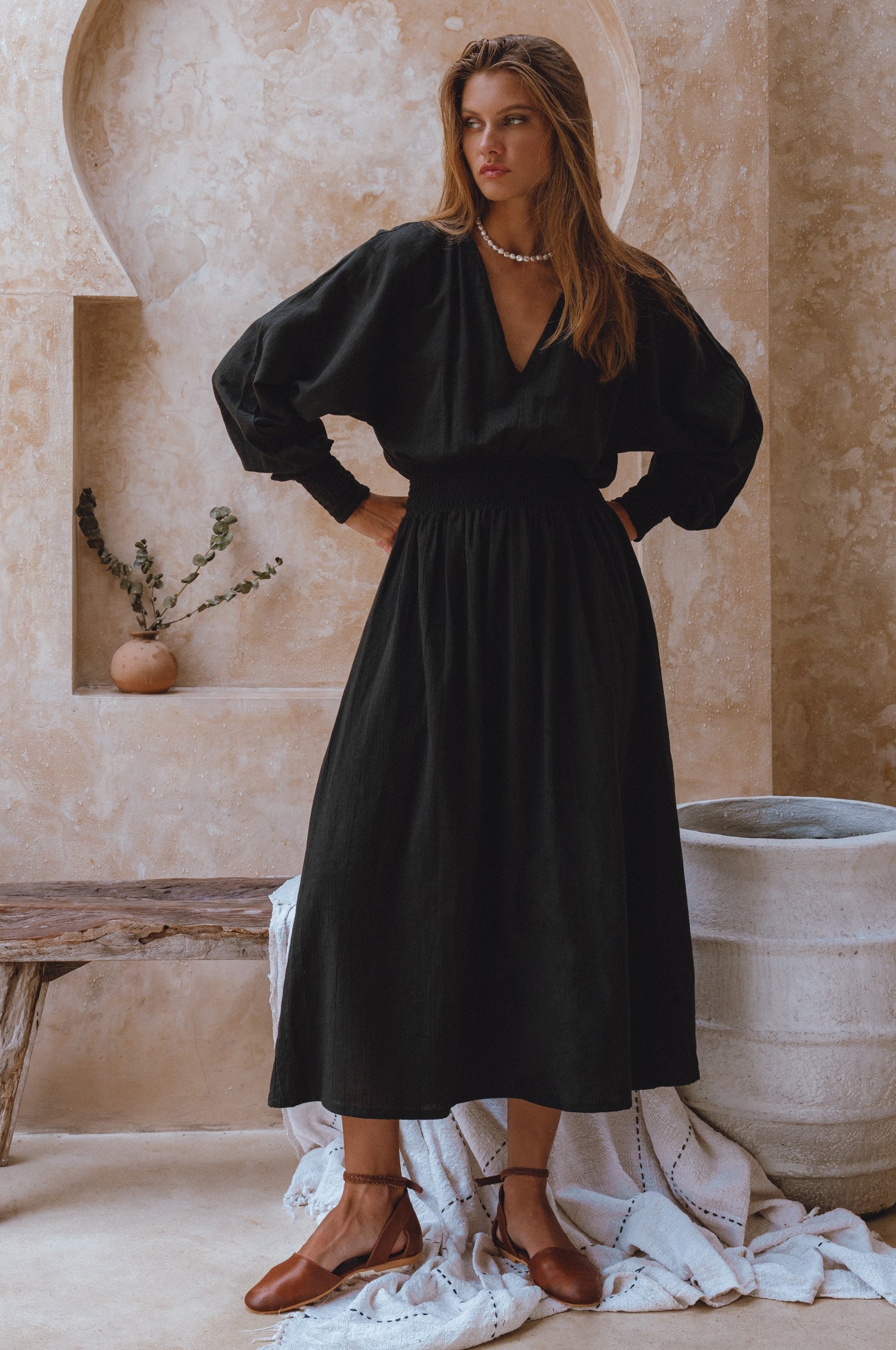 Carla Long Sleeve Linen Dress-thumbmail-7