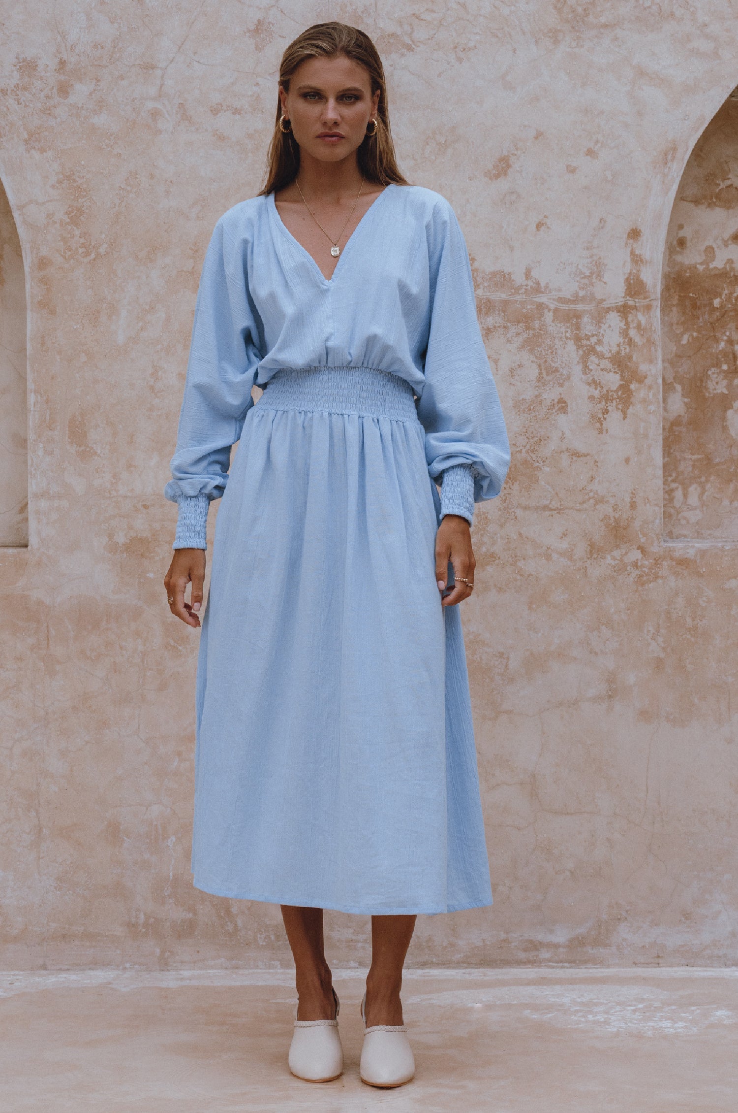 Carla Long Sleeve Linen Dress-thumbmail-8