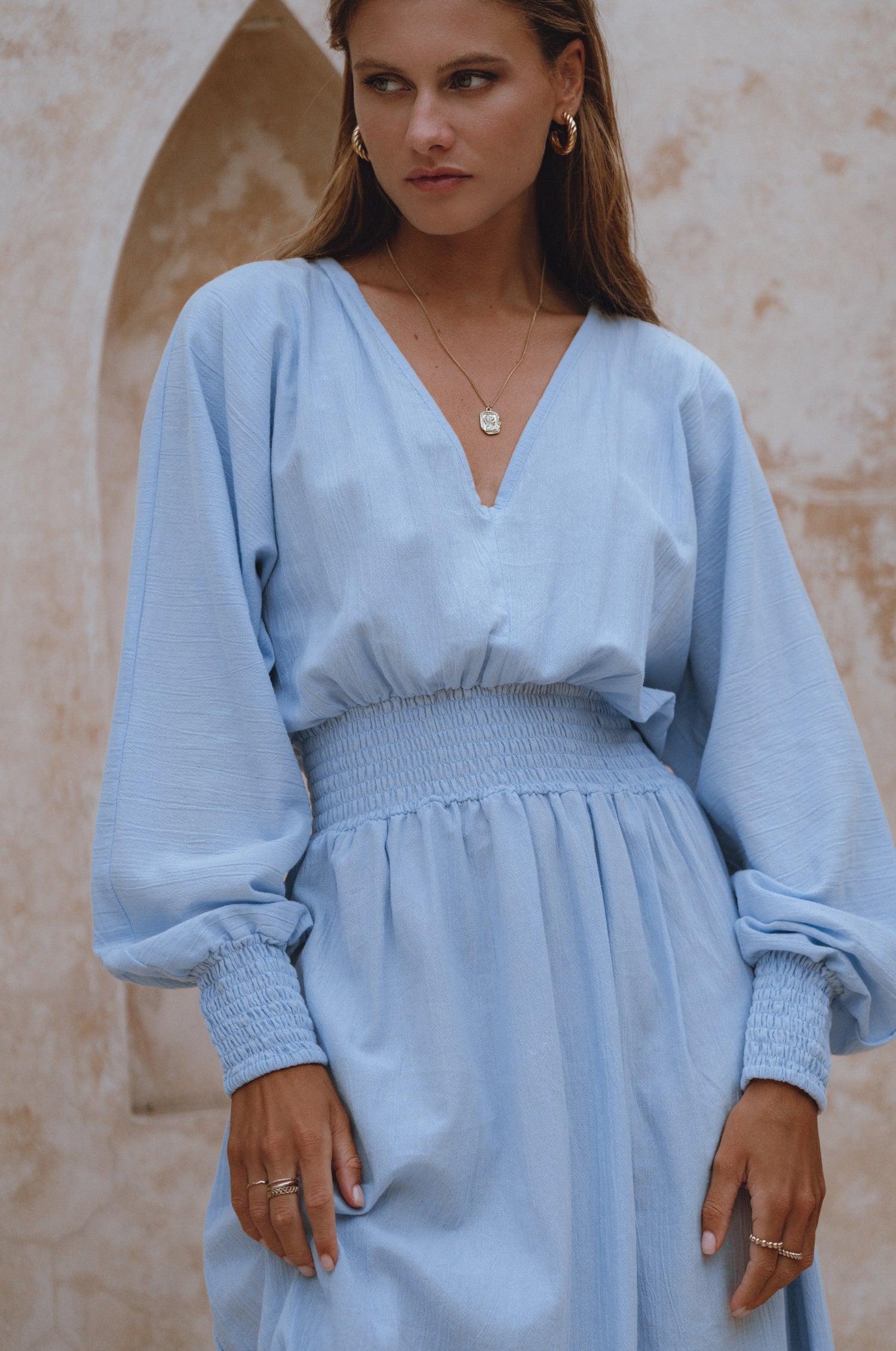 Carla Long Sleeve Linen Dress-thumbmail-7
