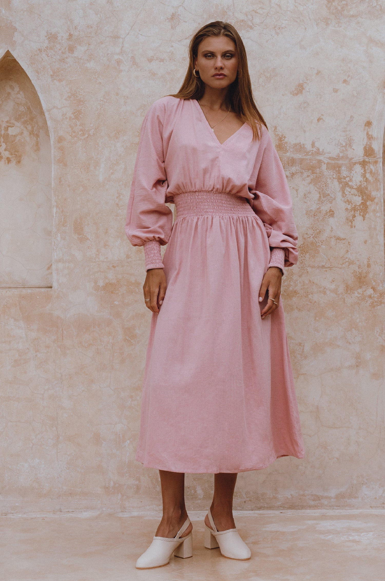 Carla Long Sleeve Linen Dress-thumbmail-4