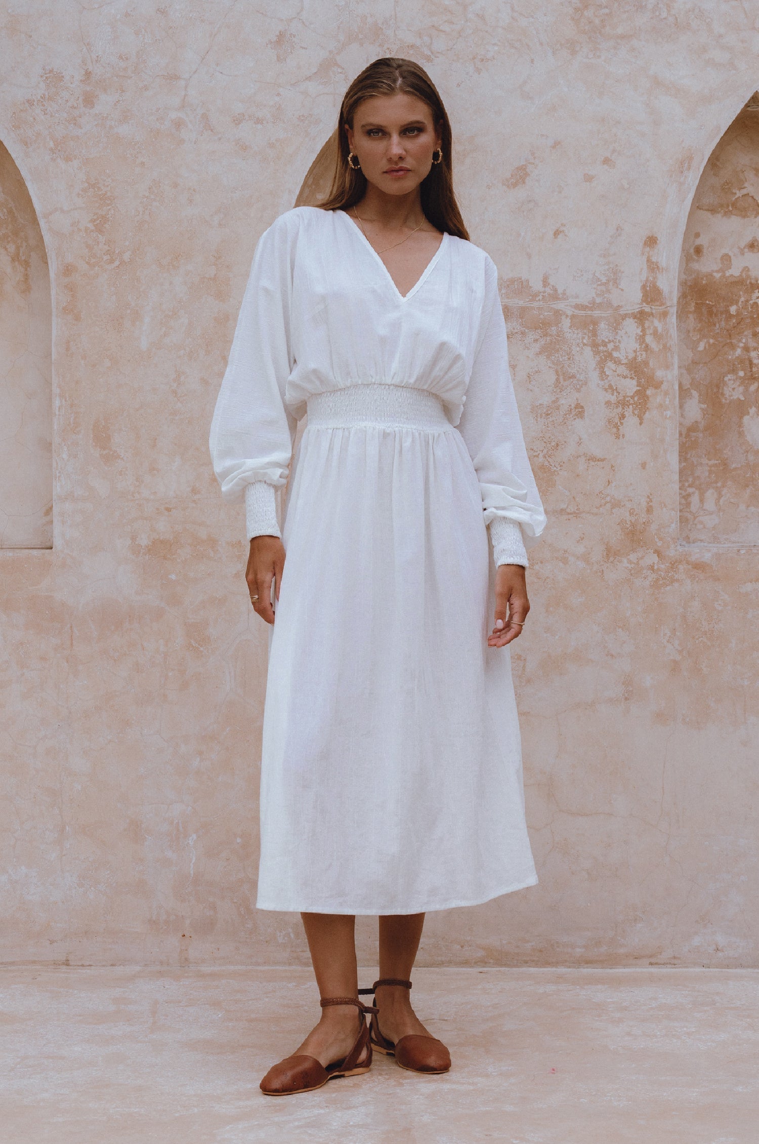 Carla Long Sleeve Linen Dress-thumbmail-3