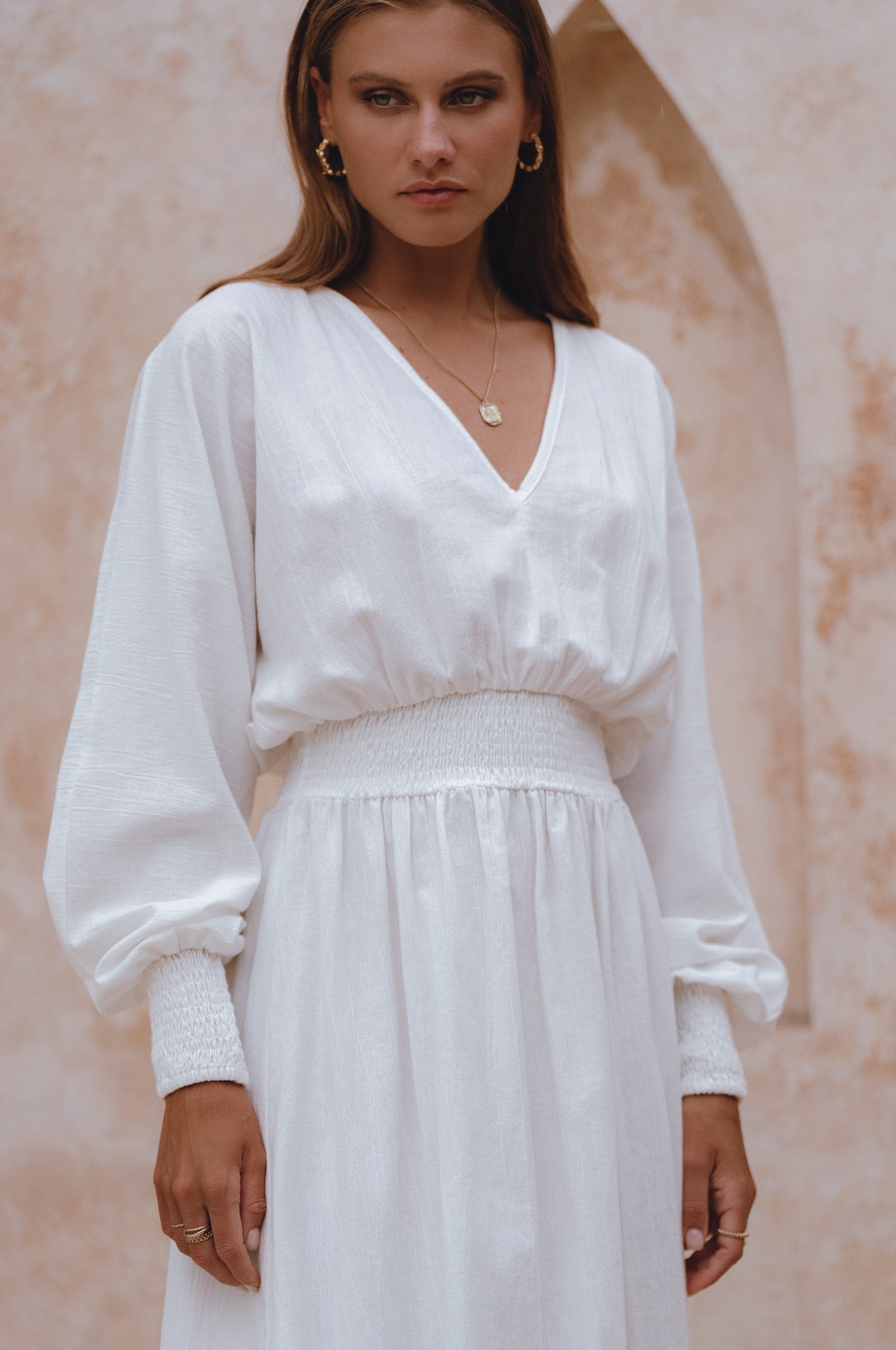 Carla Long Sleeve Linen Dress-thumbmail-2