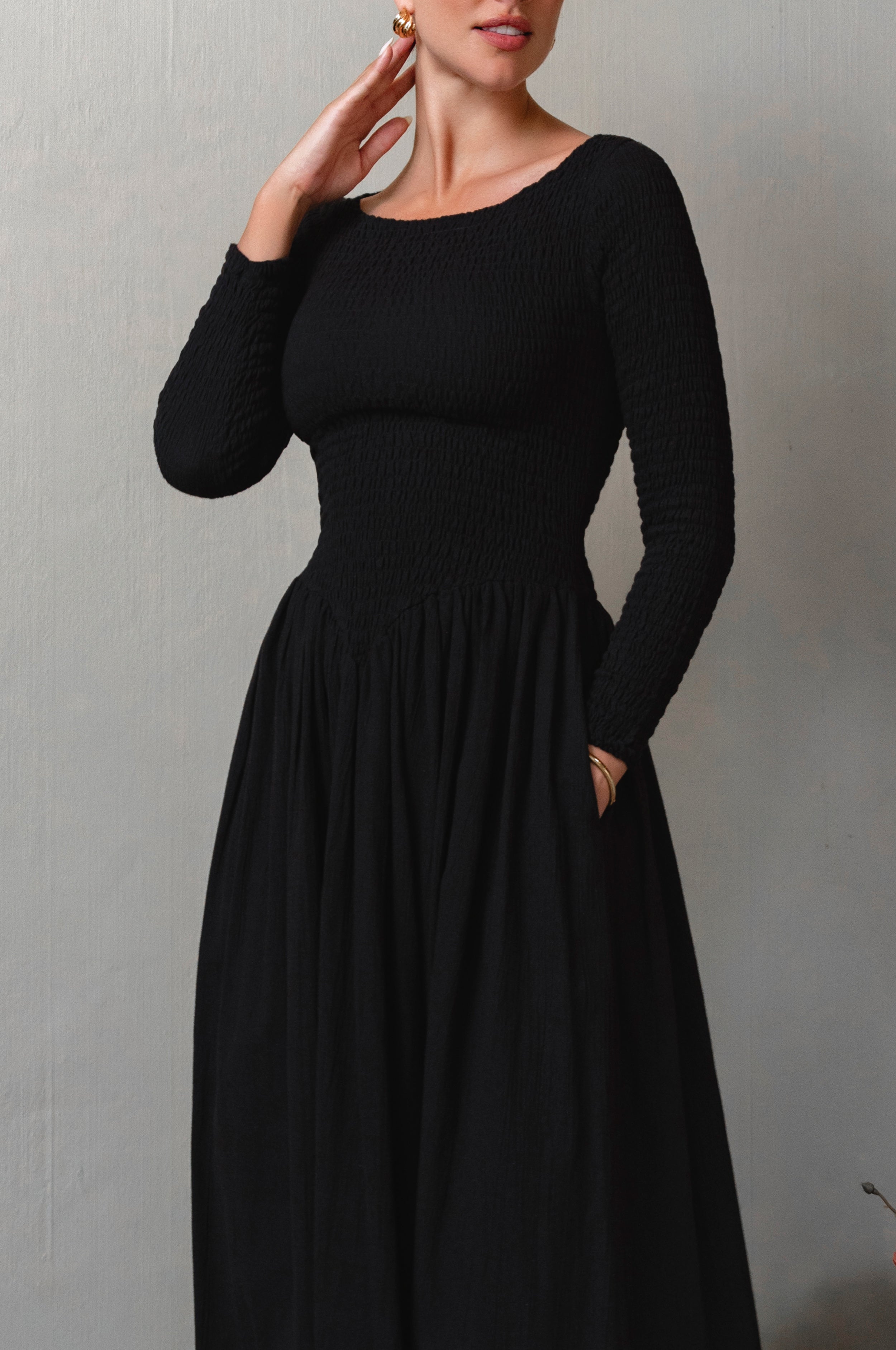Chantilly Long Sleeve Smocked Dress-thumbmail-7