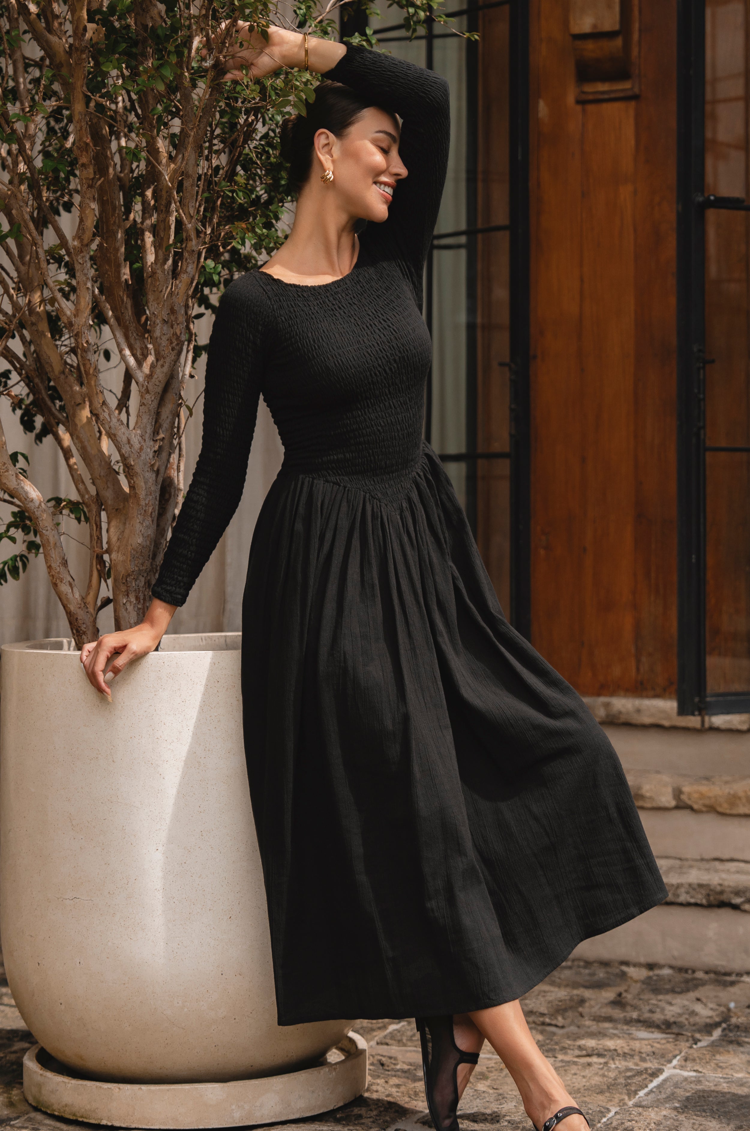 Chantilly Long Sleeve Smocked Dress-thumbmail-7