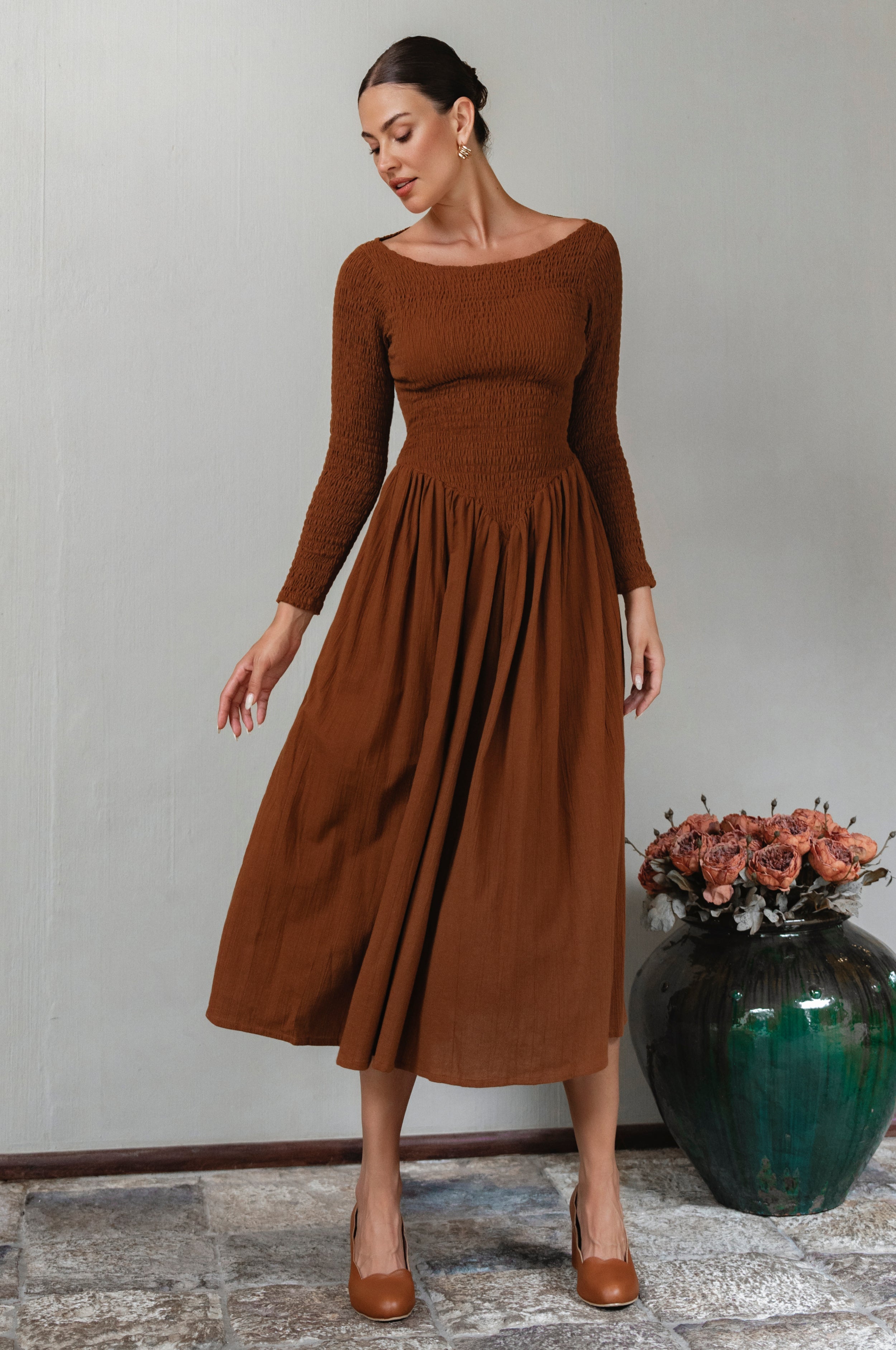 Chantilly Long Sleeve Smocked Dress-thumbmail-10
