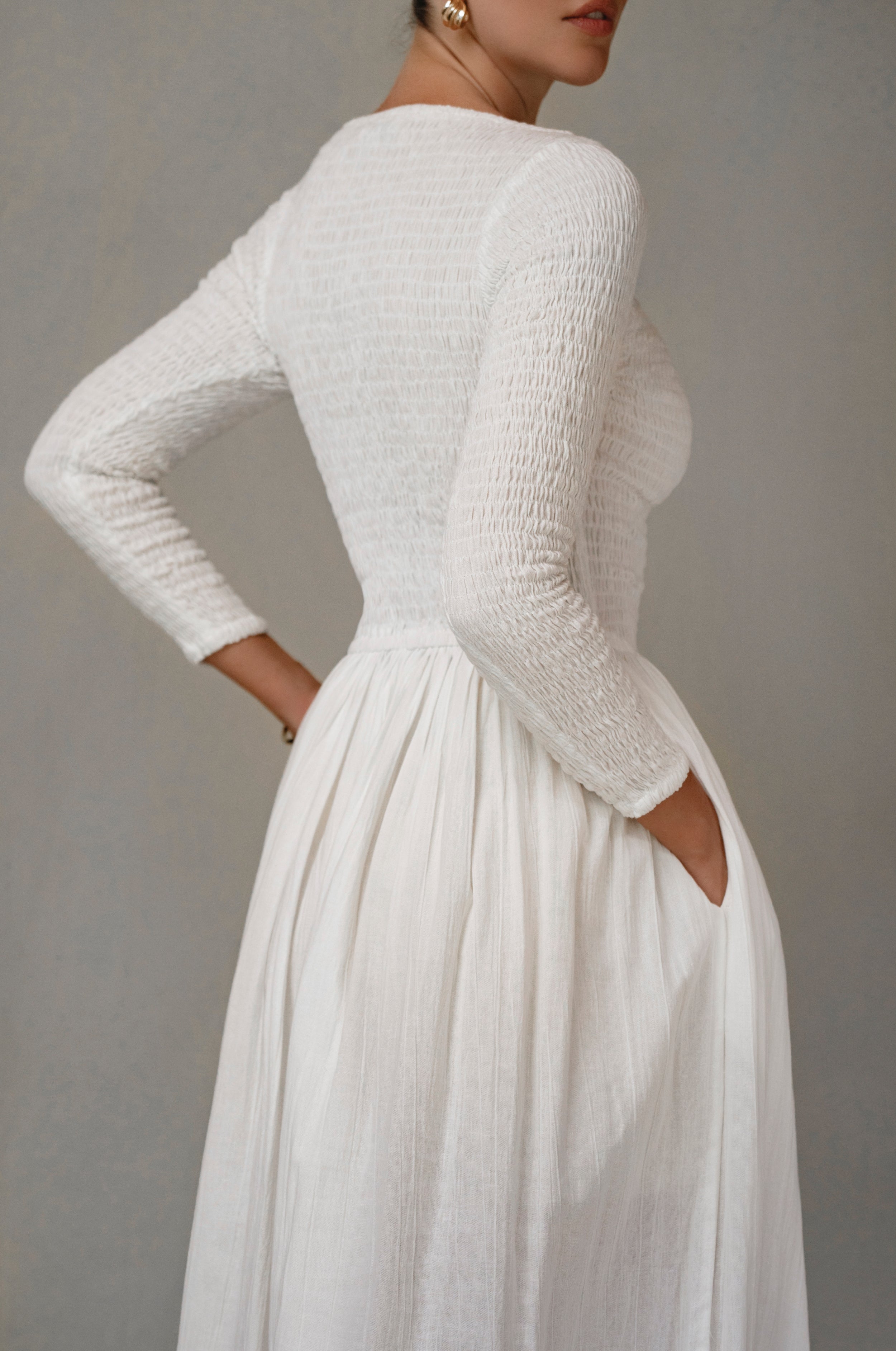 Chantilly Long Sleeve Smocked Dress-thumbmail-5