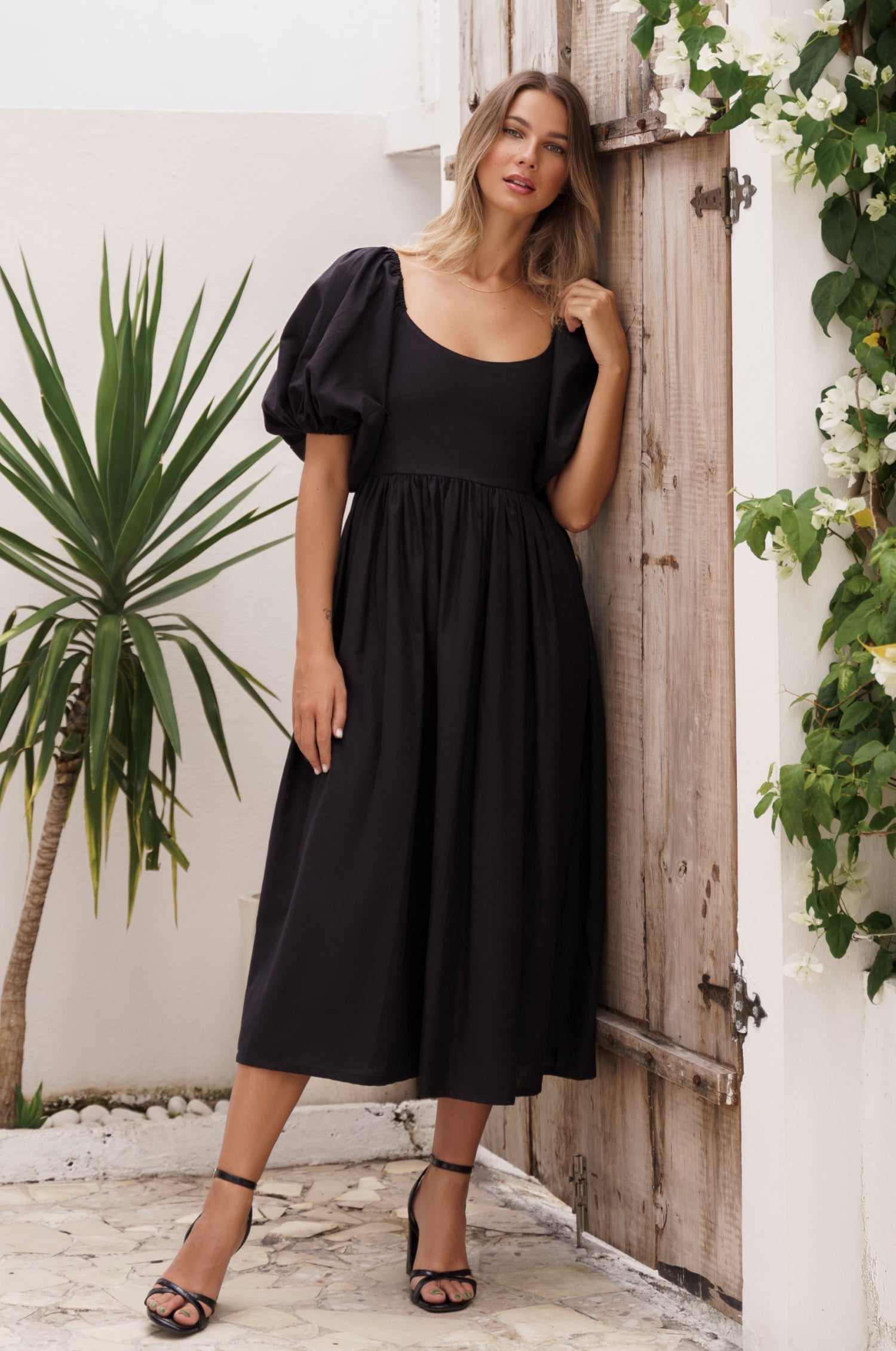 Cherie Puff Sleeve Midi Dress-thumbmail-9