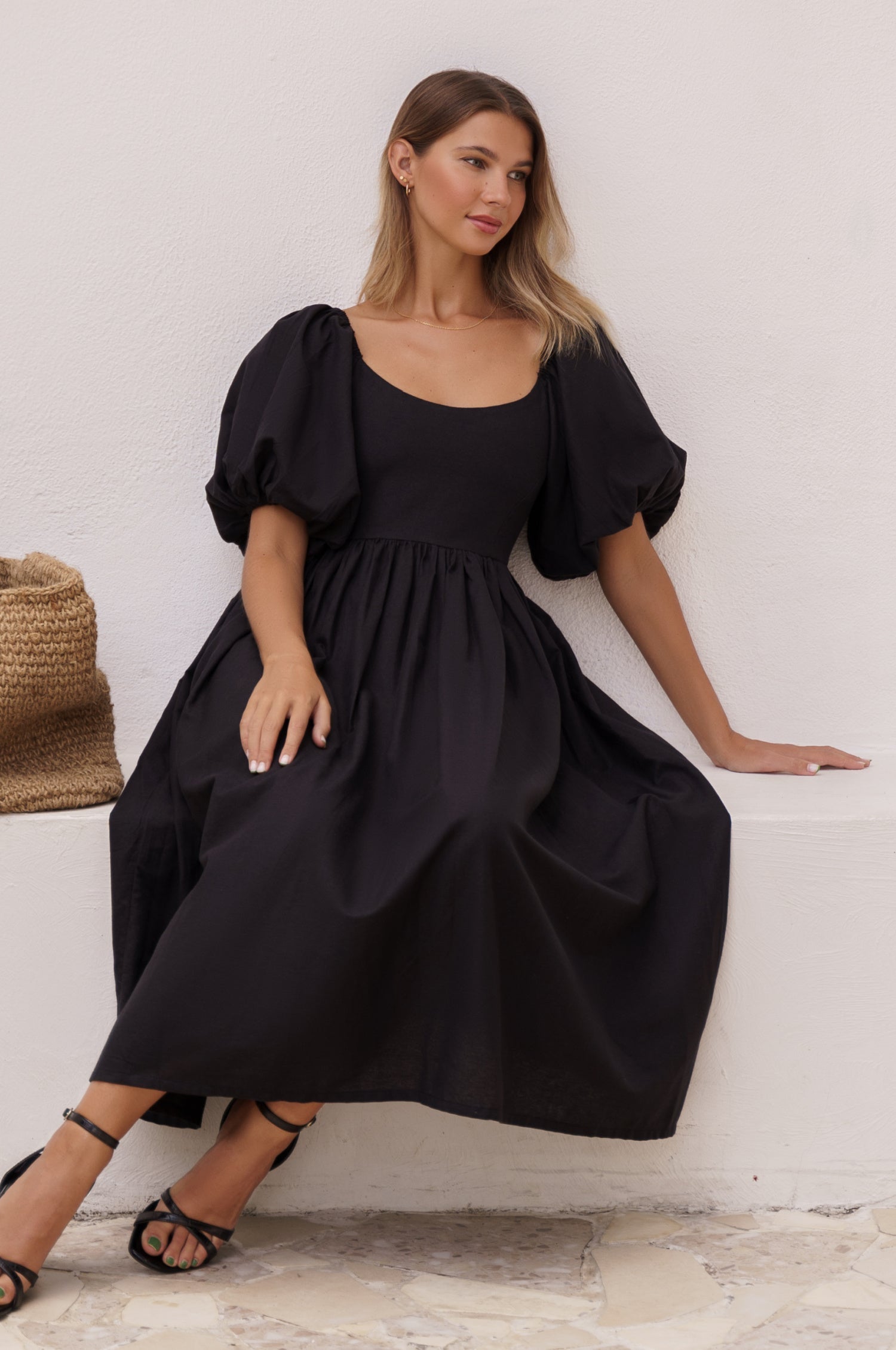 Cherie Puff Sleeve Midi Dress-thumbmail-12