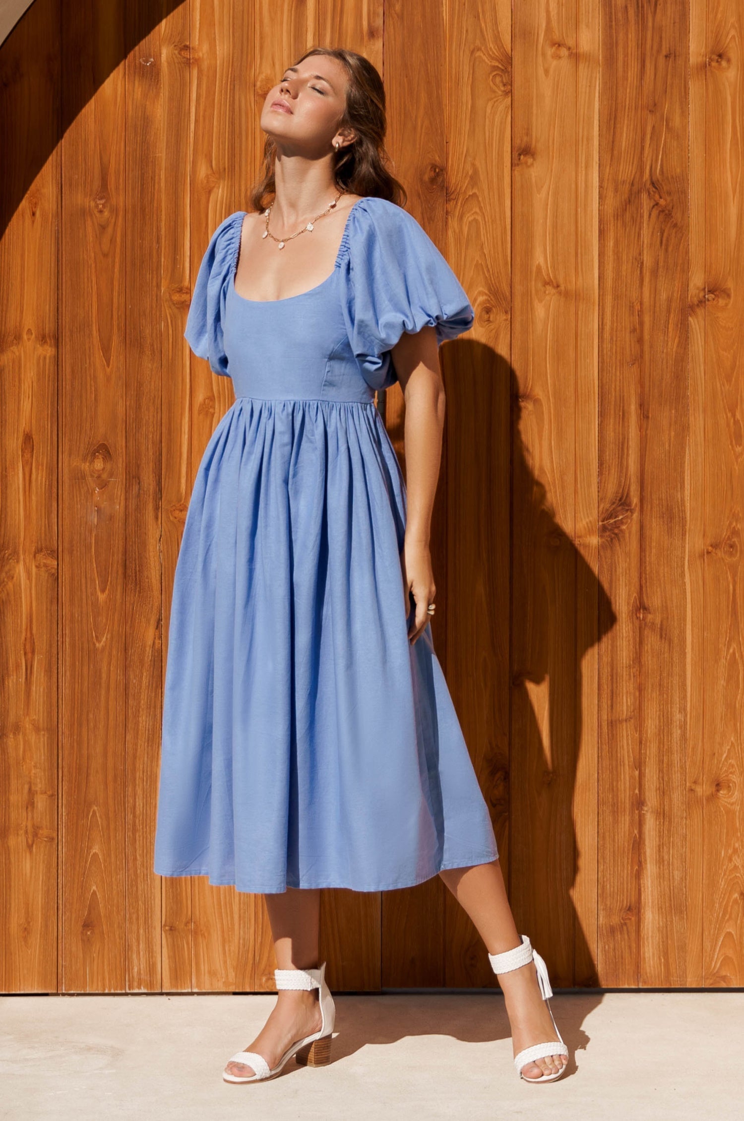 Cherie Puff Sleeve Midi Dress-thumbmail-6