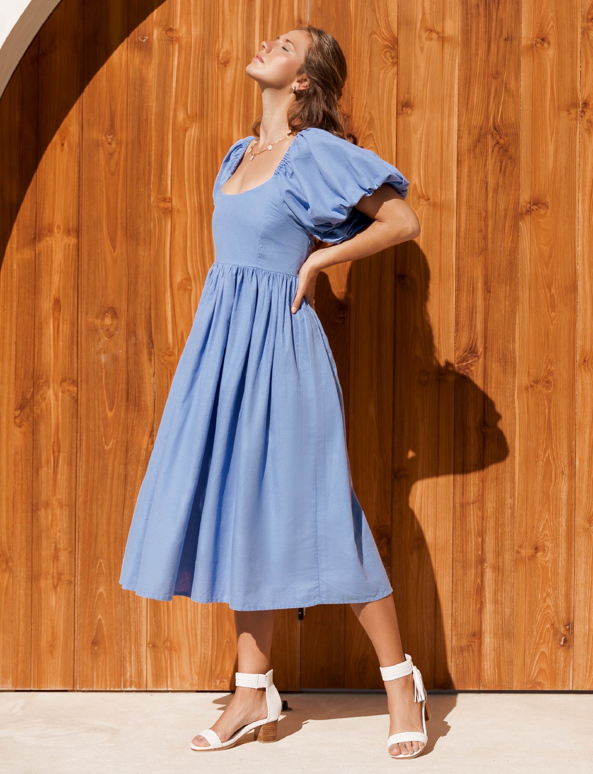 Cherie Puff Sleeve Midi Dress-thumbmail-7