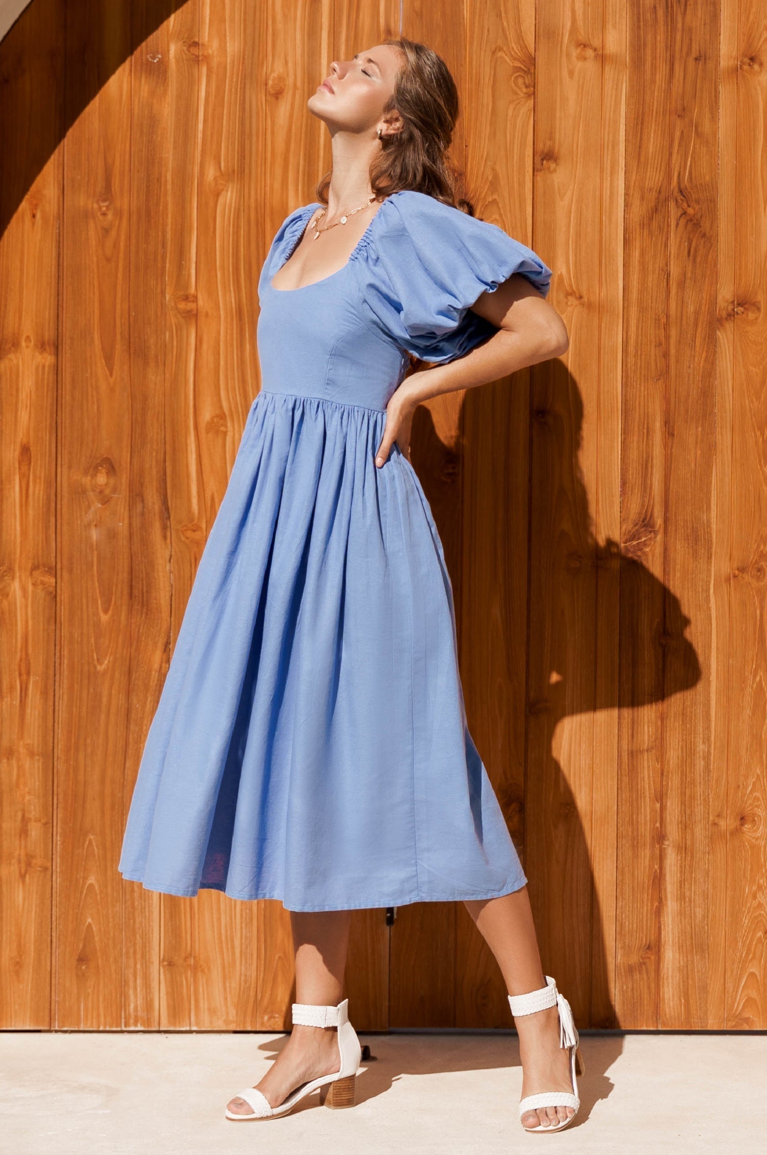 Cherie Puff Sleeve Midi Dress-thumbmail-8