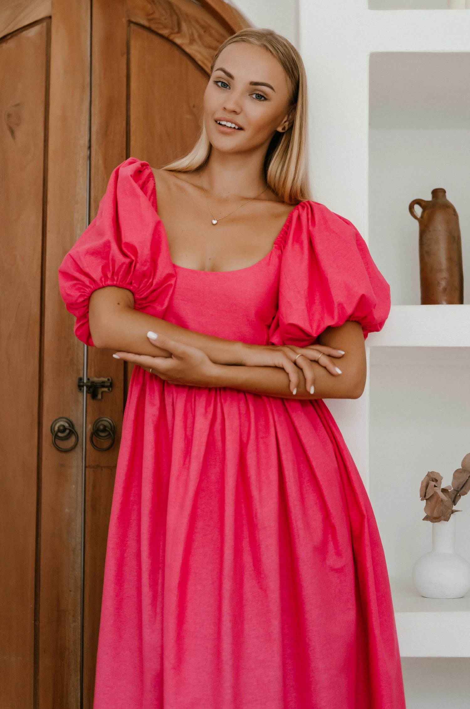 Cherie Puff Sleeve Midi Dress-thumbmail-13