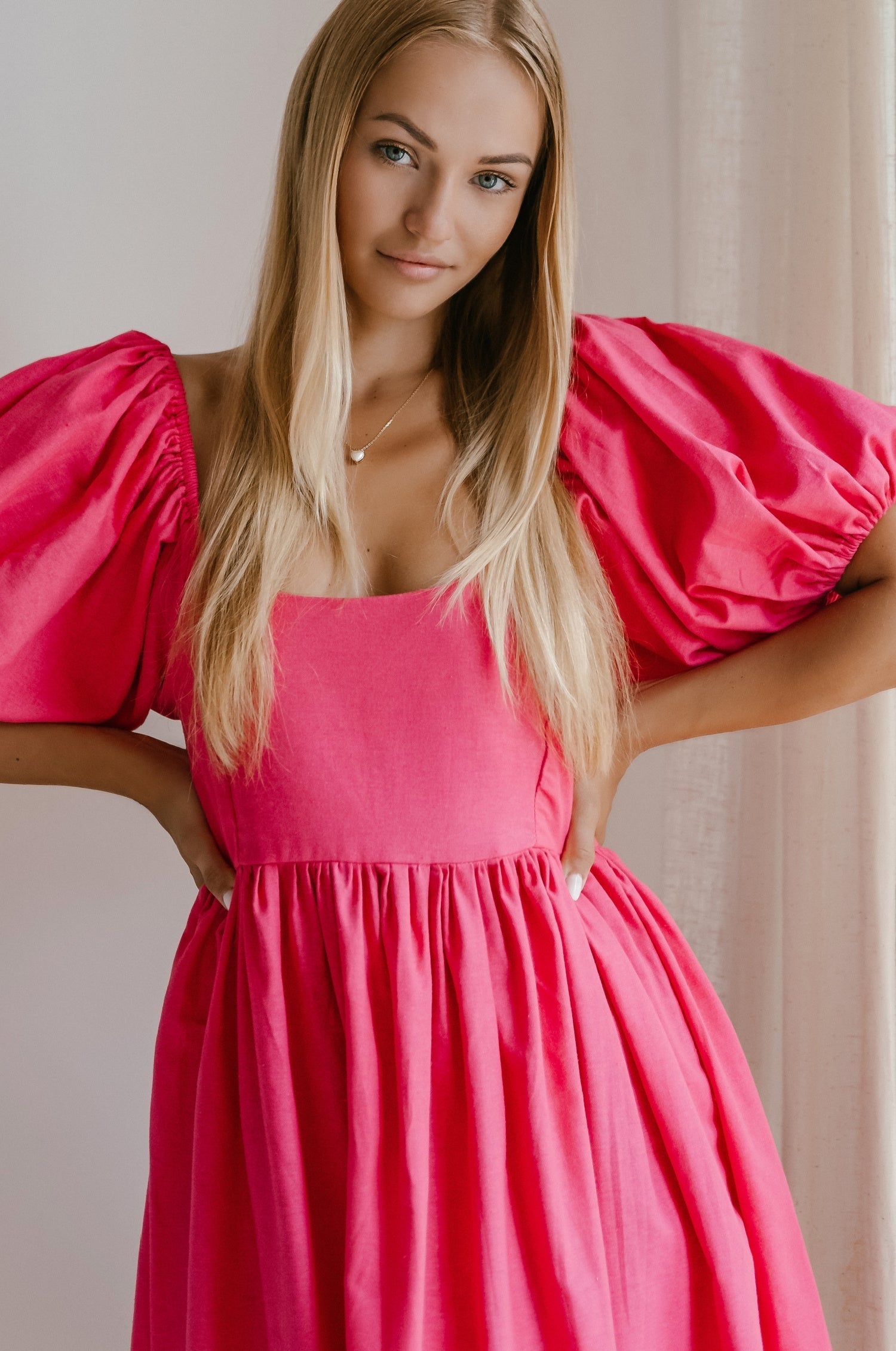 Cherie Puff Sleeve Midi Dress-thumbmail-12