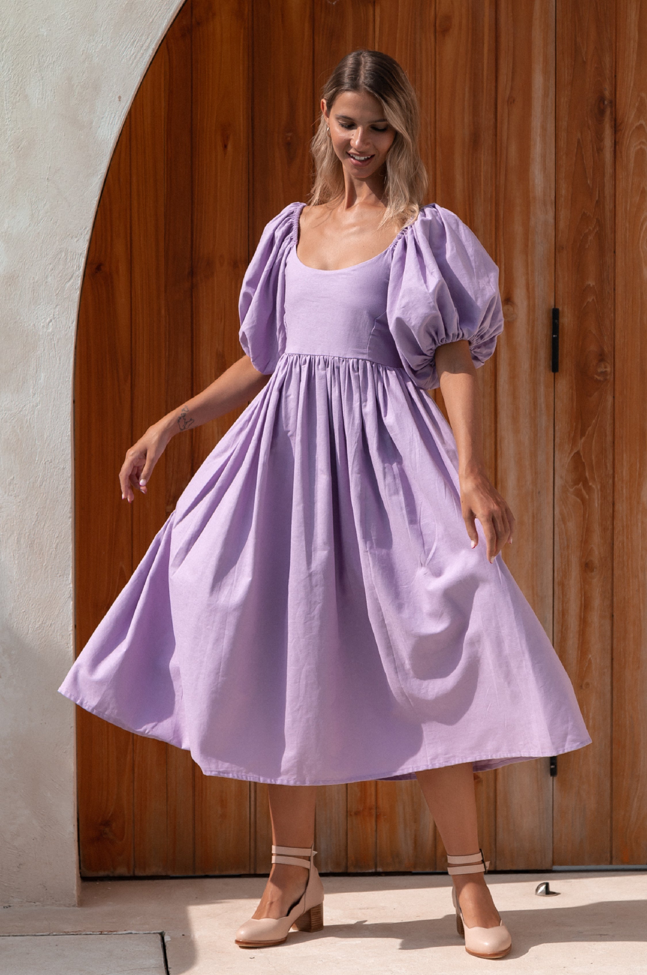 Cherie Puff Sleeve Midi Dress-thumbmail-9