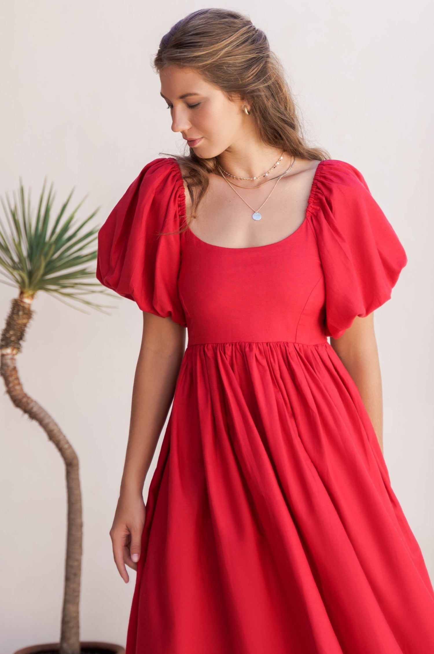 Cherie Puff Sleeve Midi Dress-thumbmail-5