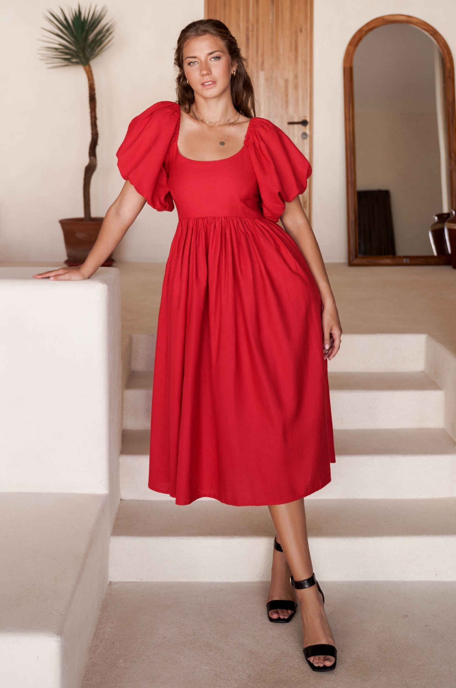 Cherie Puff Sleeve Midi Dress-thumbmail-16