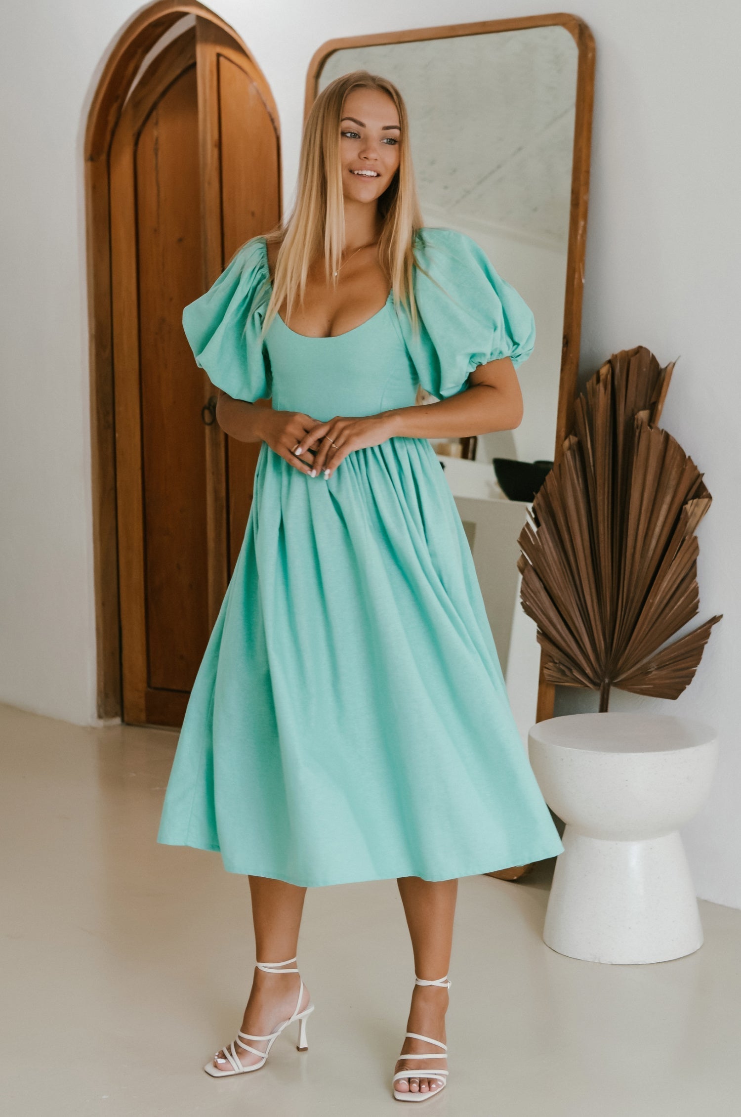 Cherie Puff Sleeve Midi Dress-thumbmail-4
