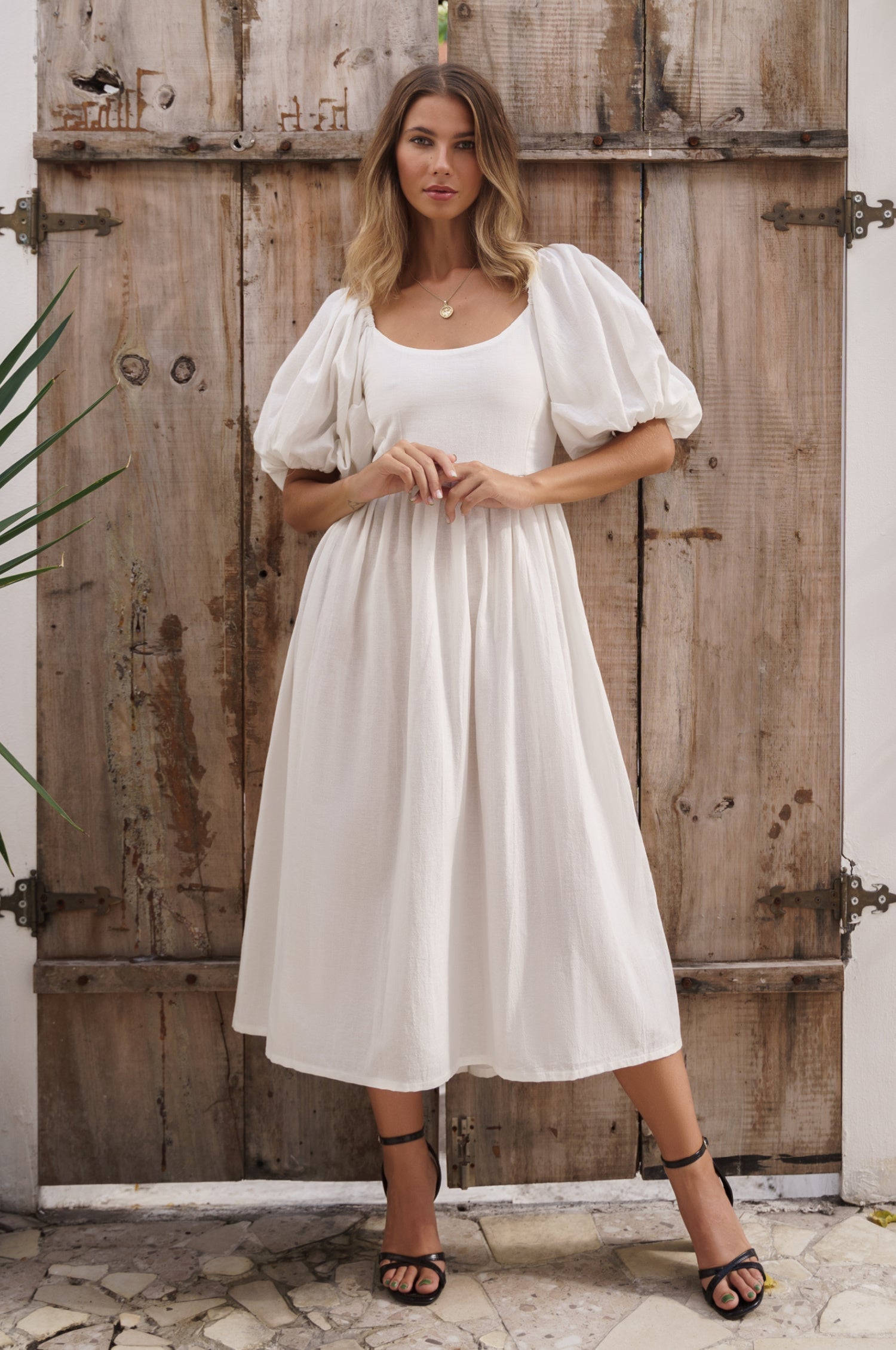 Cherie Puff Sleeve Midi Dress-thumbmail-14
