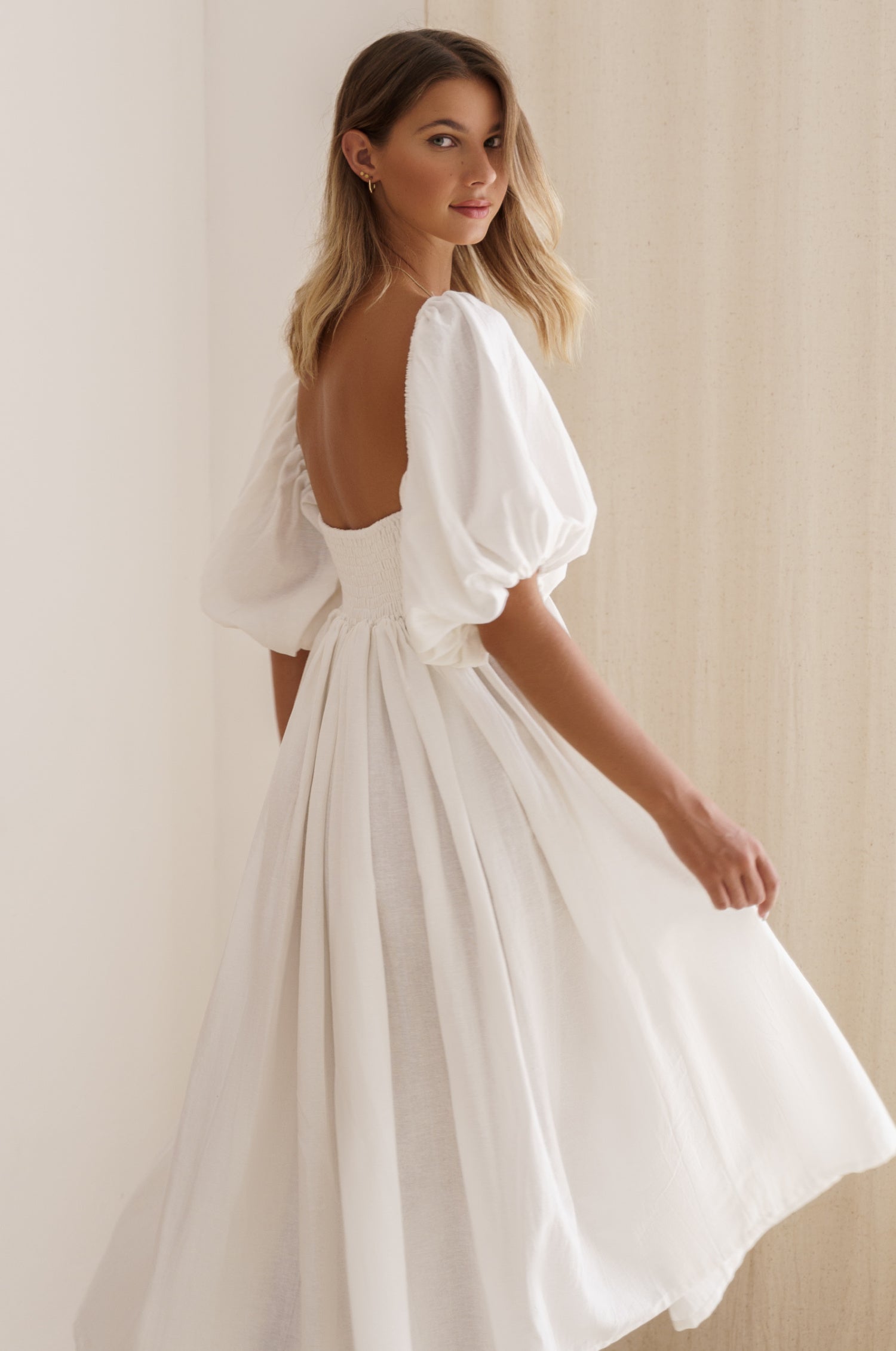 Cherie Puff Sleeve Midi Dress-thumbmail-11