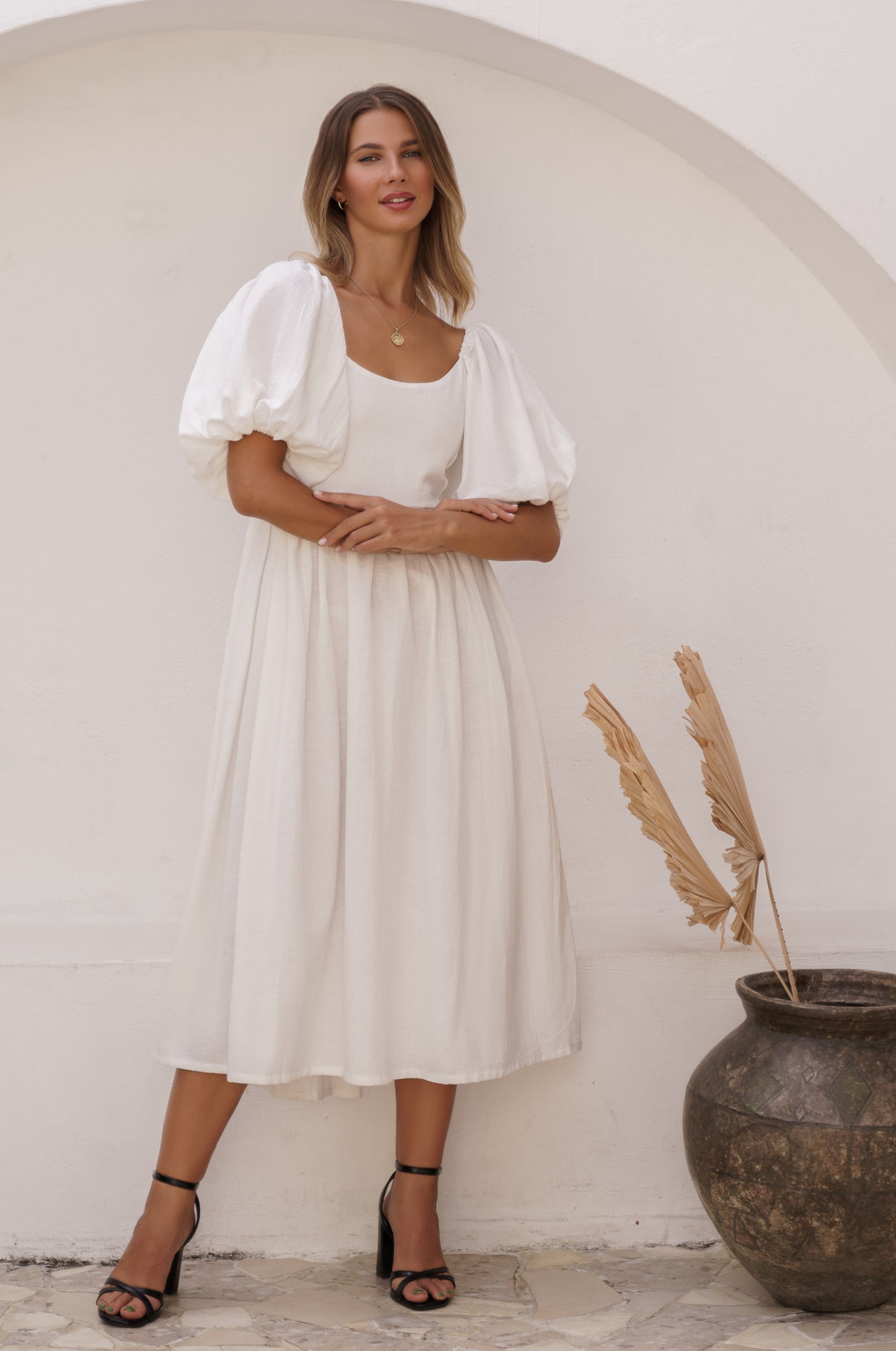 Cherie Puff Sleeve Midi Dress-thumbmail-10