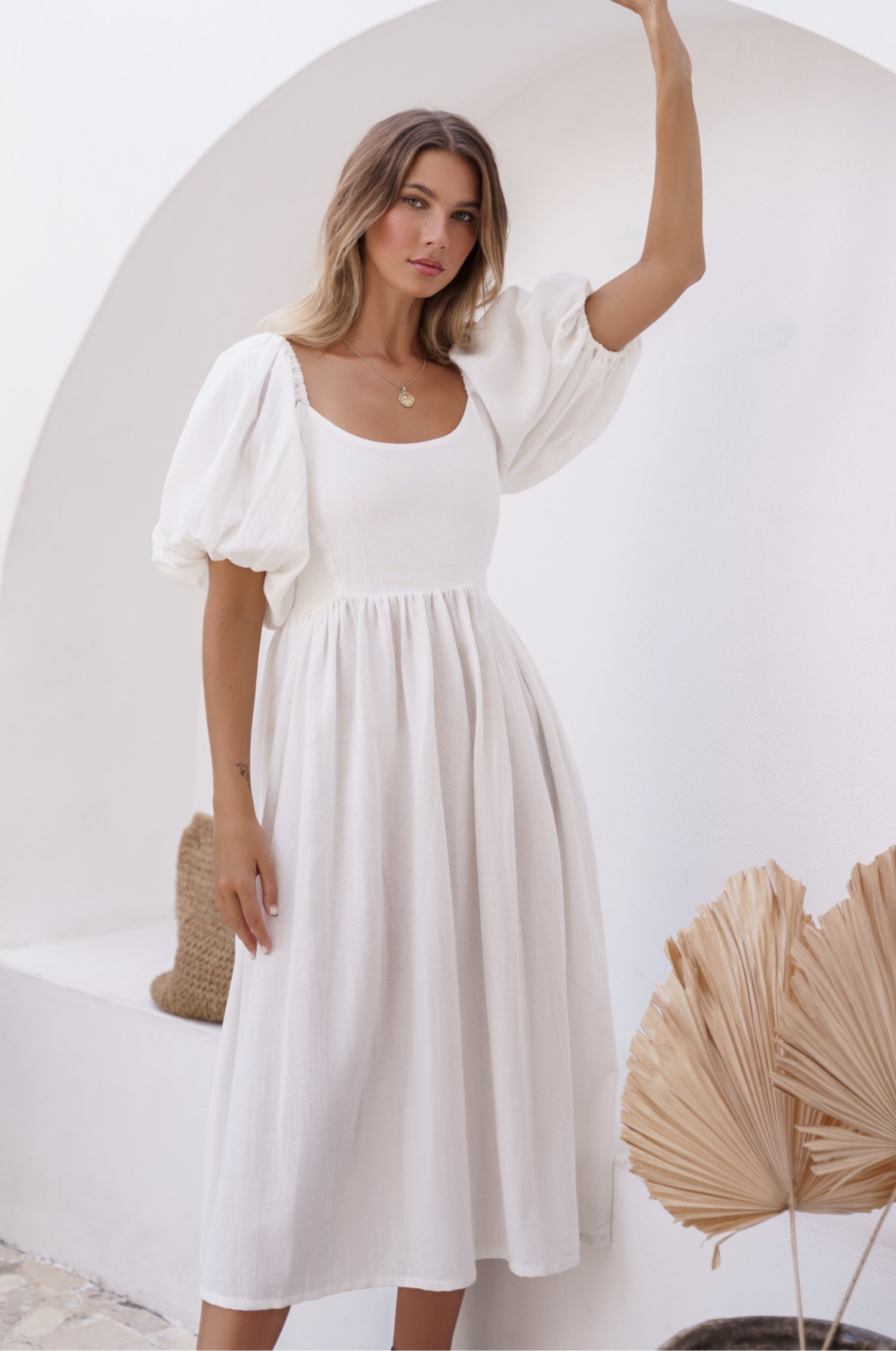 Cherie Puff Sleeve Midi Dress-thumbmail-12