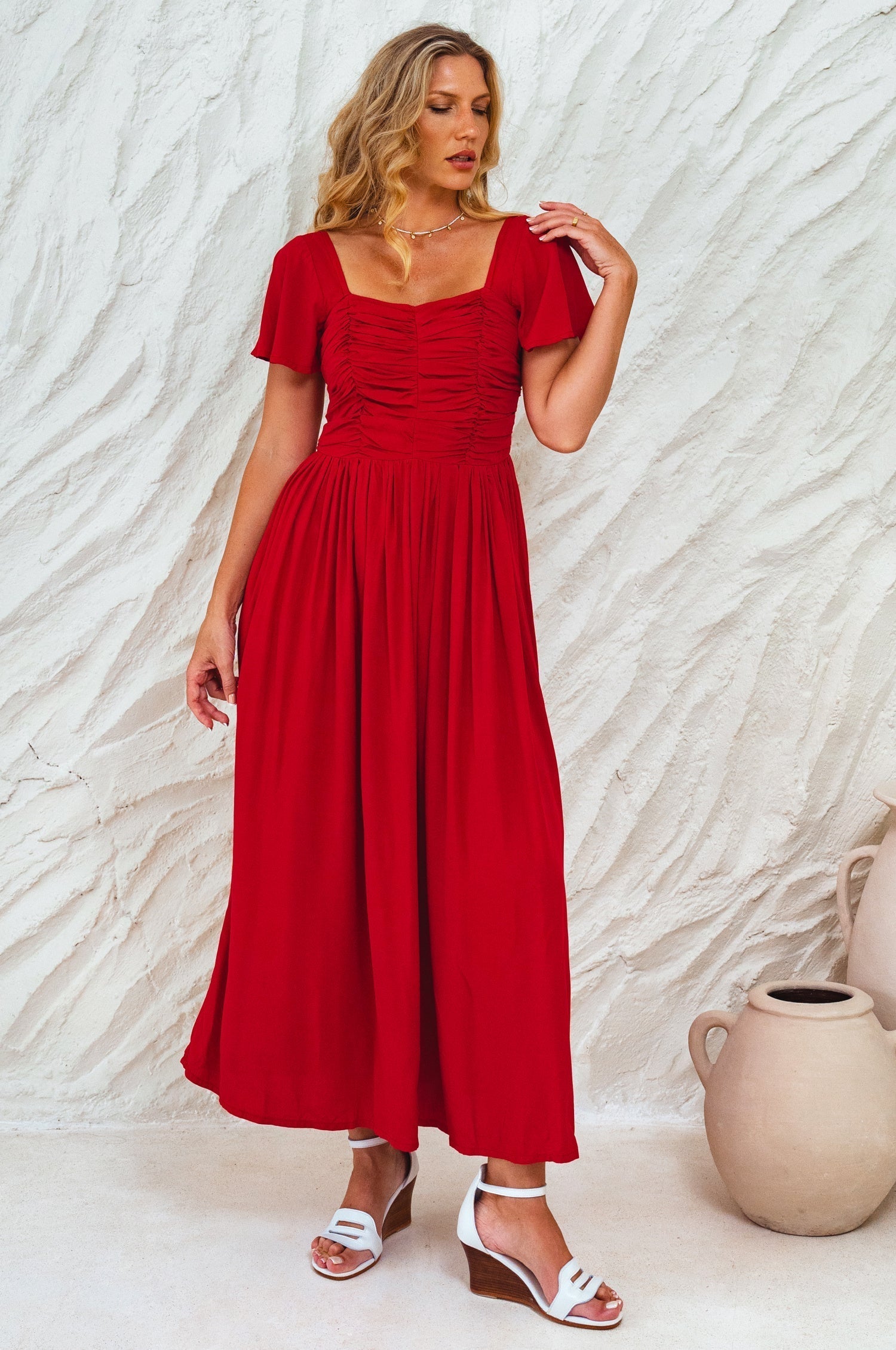 Clemente Gathered Midi Dress-thumbmail-10