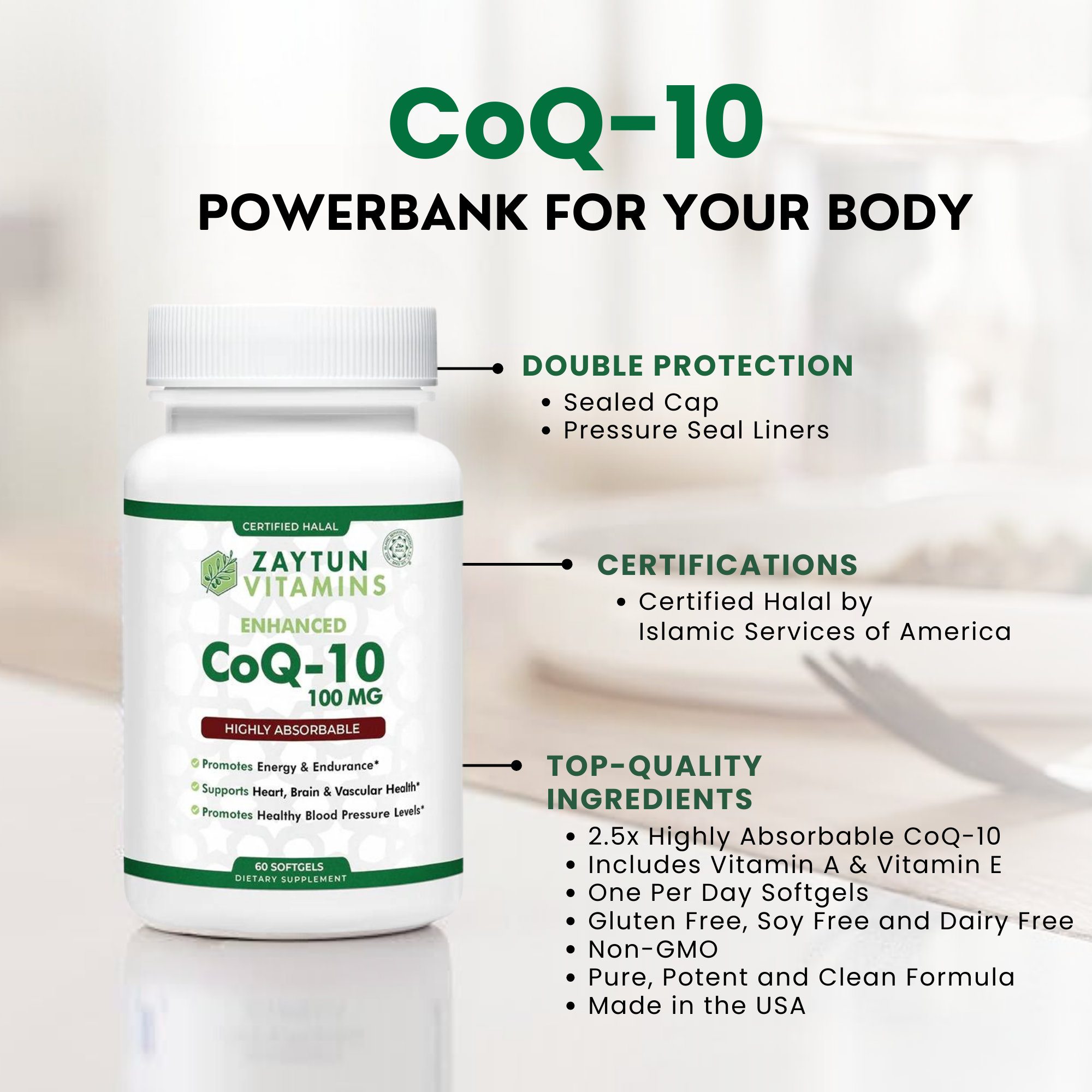 Halal CoQ 10 + Vitamin E Softgels-thumbmail-3