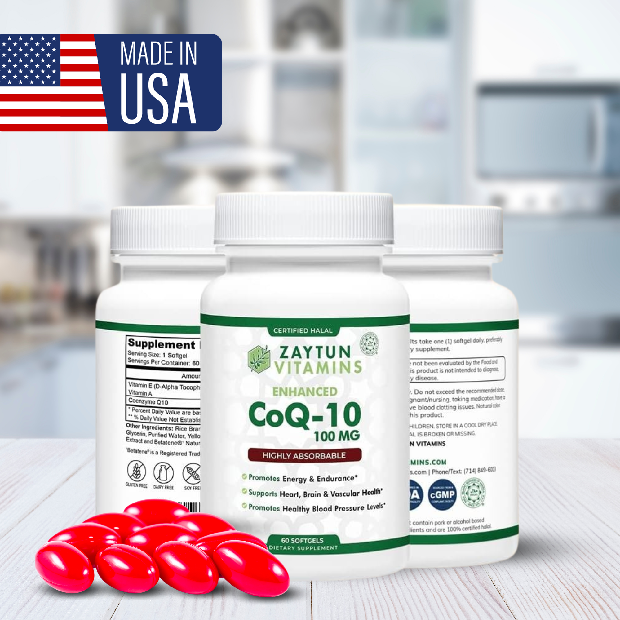 Halal CoQ-10 + Vitamin E Softgels (3-Pack)-thumbmail-2