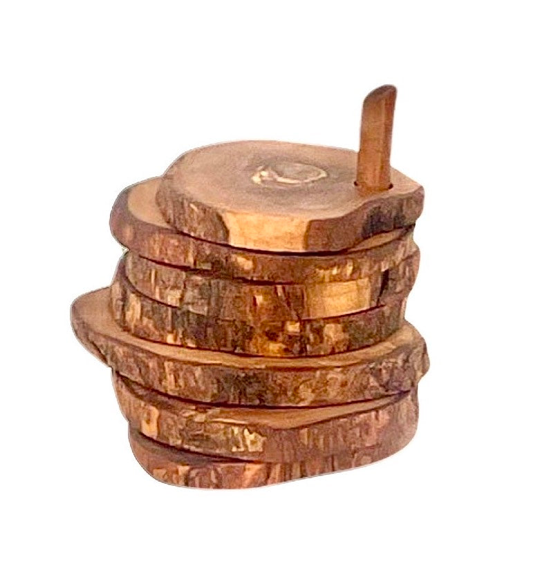 Olive Wood Coaster Set With Holder -7 Pcs-thumbmail-10