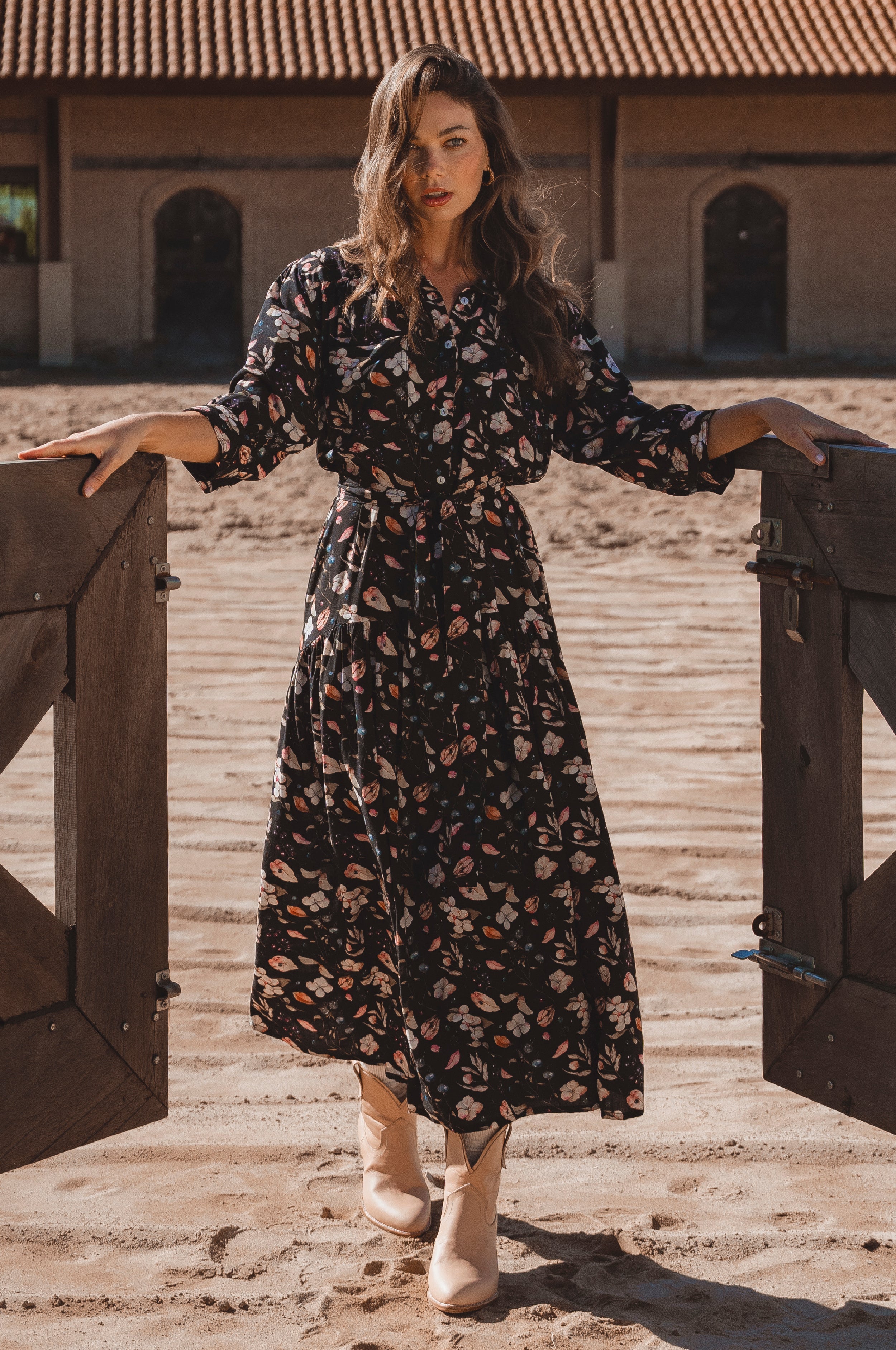 Colette Long Sleeve Shirt Dress-thumbmail-1