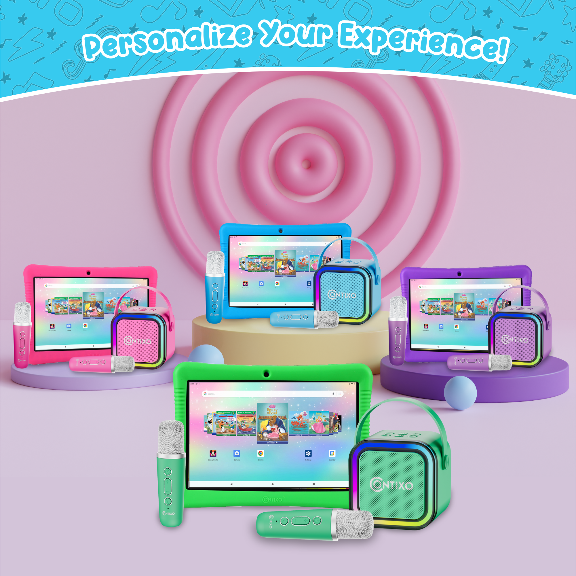Contixo K102 10" Kids Tablet With Kids Bluetooth Karaoke and Two Microphones-thumbmail-4