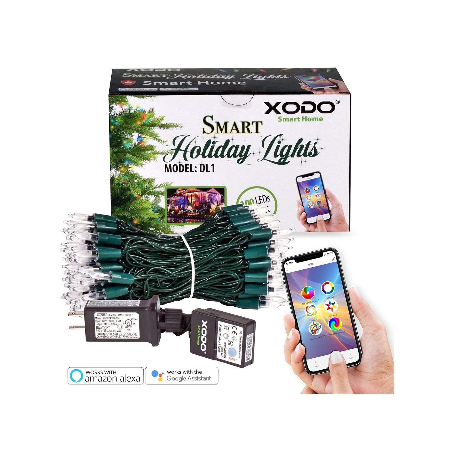 XODO DL1 Smart Christmas String Lights - Voice Controlled LED Lights-thumbmail-1
