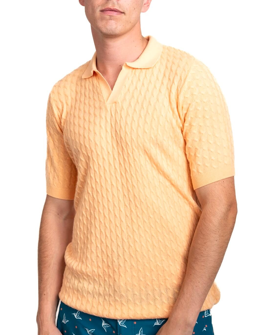 Cashmere Feel Polo Shirt | Orange Creme-thumbmail-1