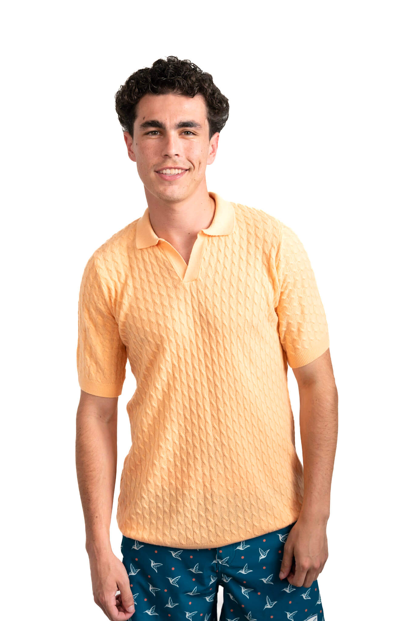Cashmere Feel Polo Shirt | Orange Creme-thumbmail-2