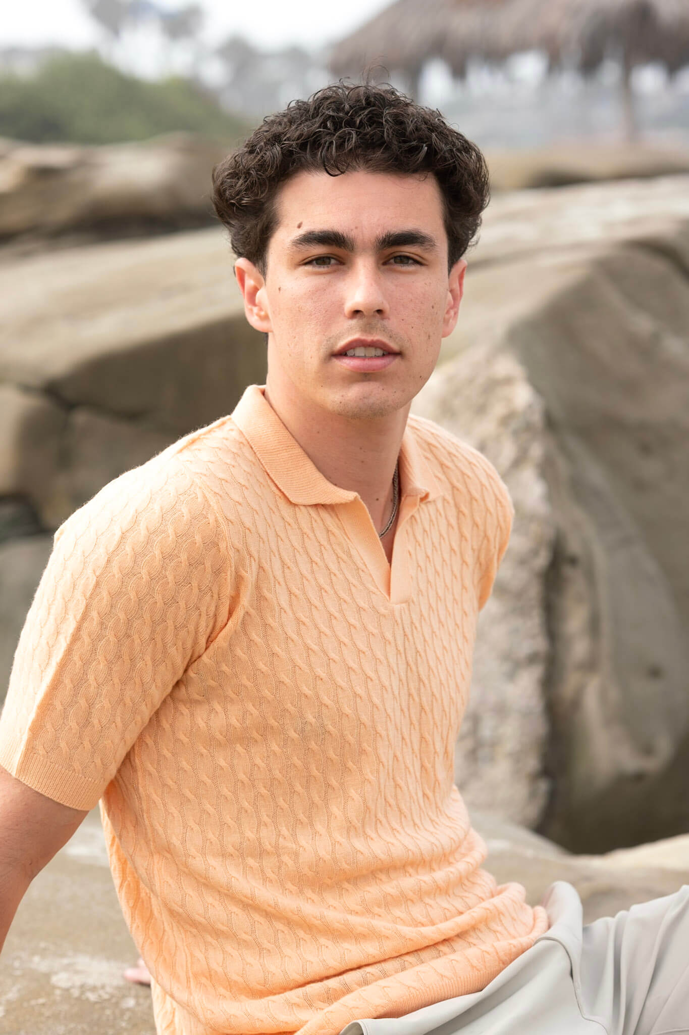 Cashmere Feel Polo Shirt | Orange Creme-thumbmail-4