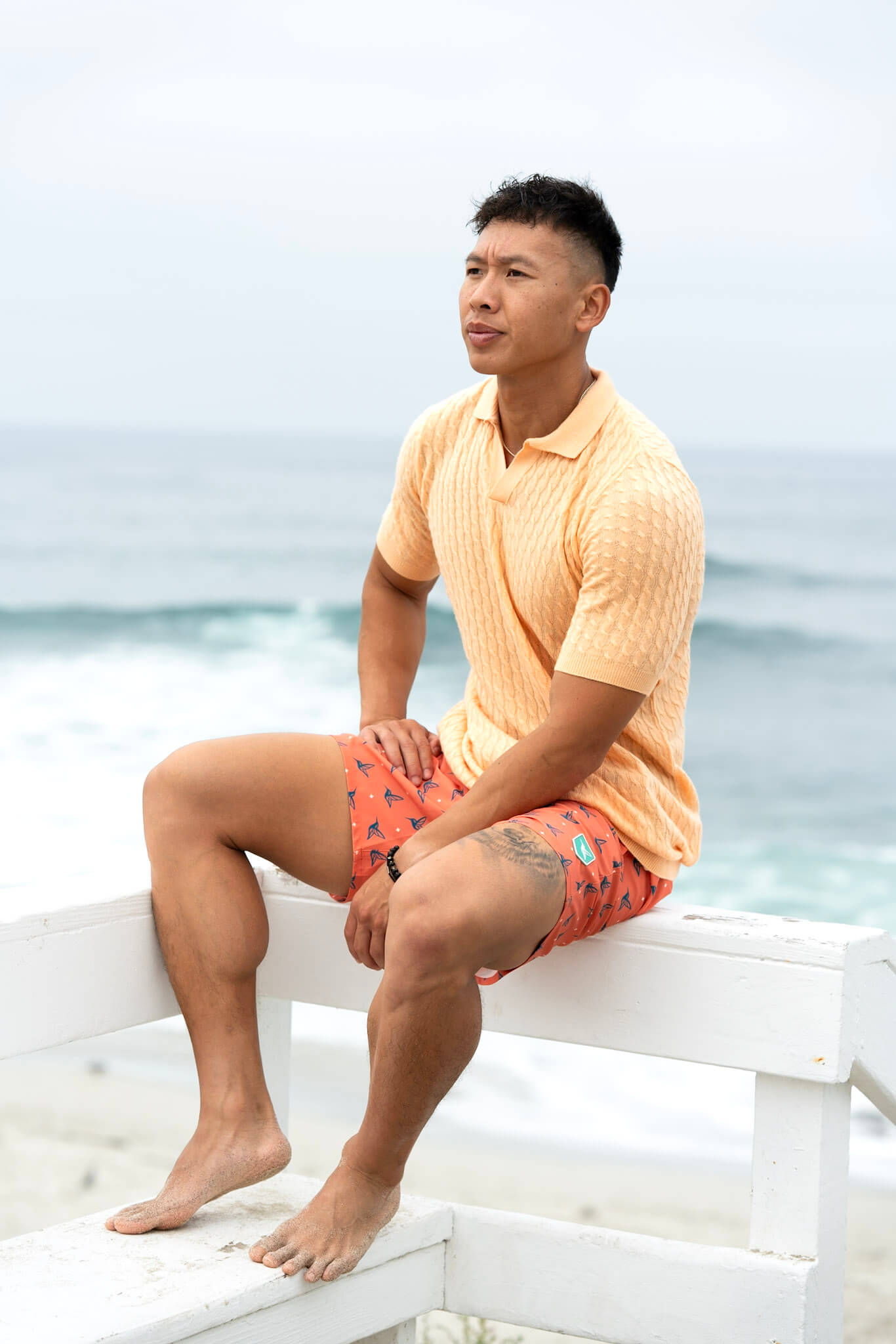 Cashmere Feel Polo Shirt | Orange Creme-thumbmail-3