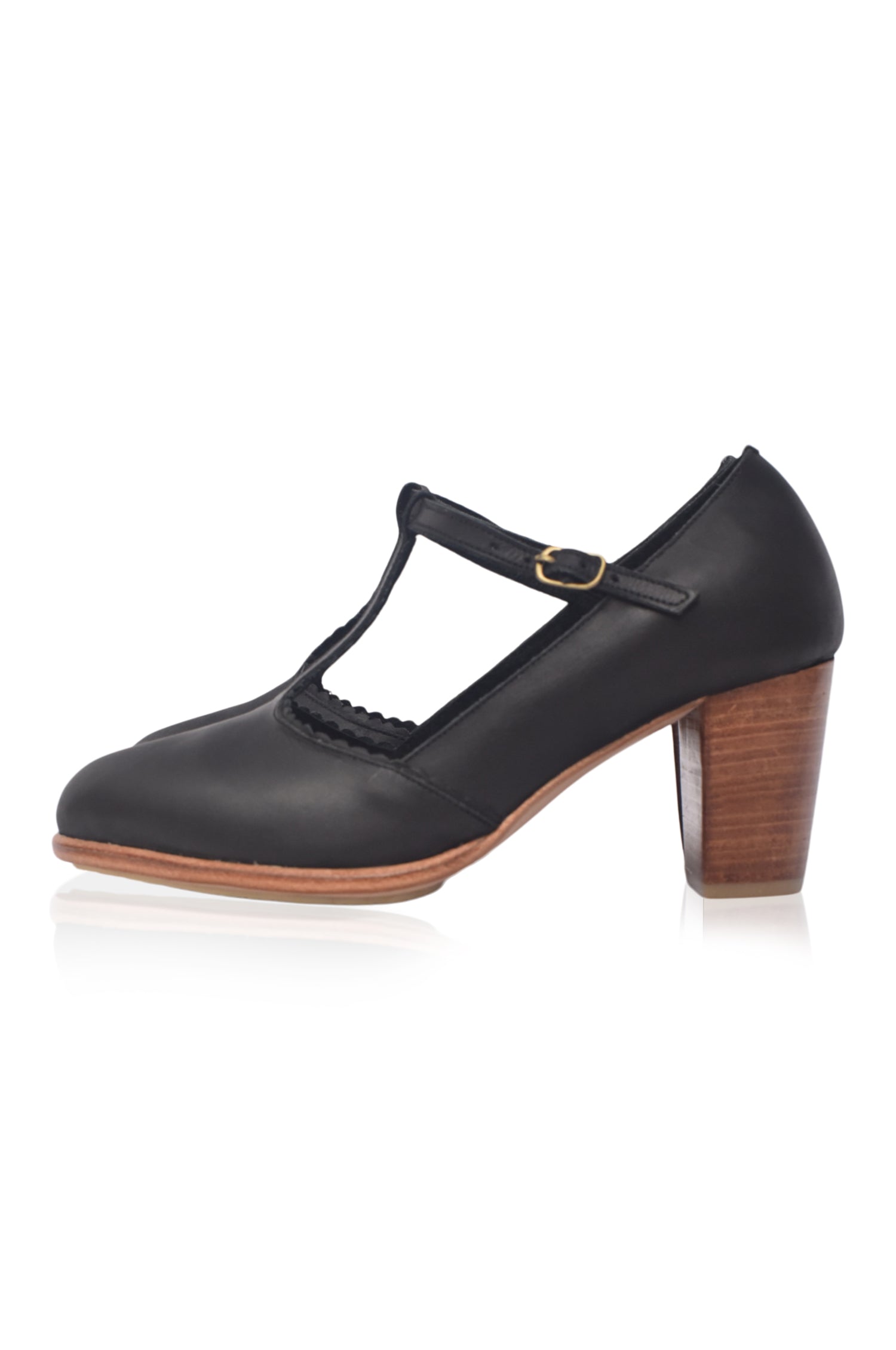 Dawn T-Strap Leather Heels-thumbmail-3