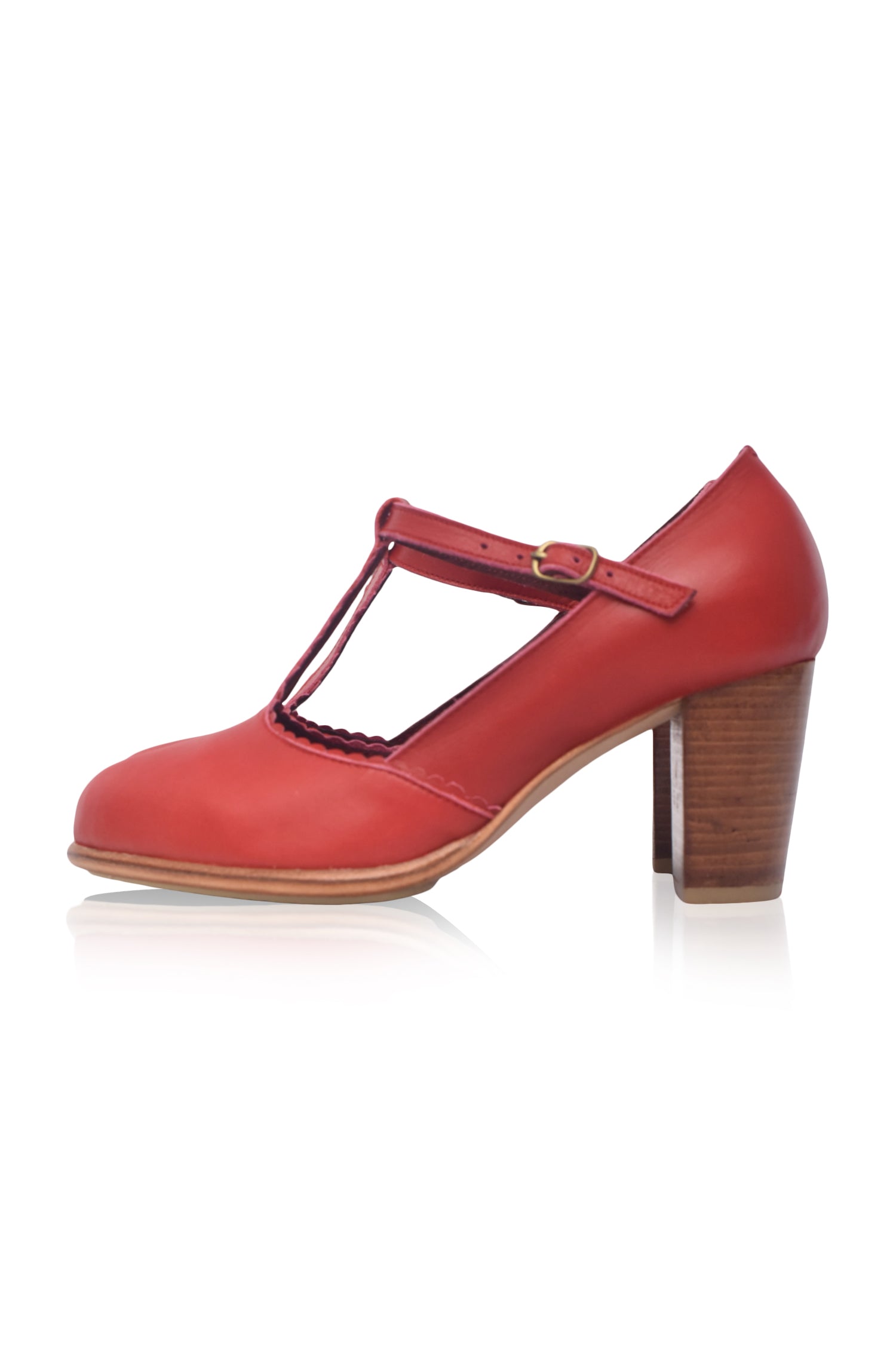 Dawn T-Strap Leather Heels-thumbmail-2