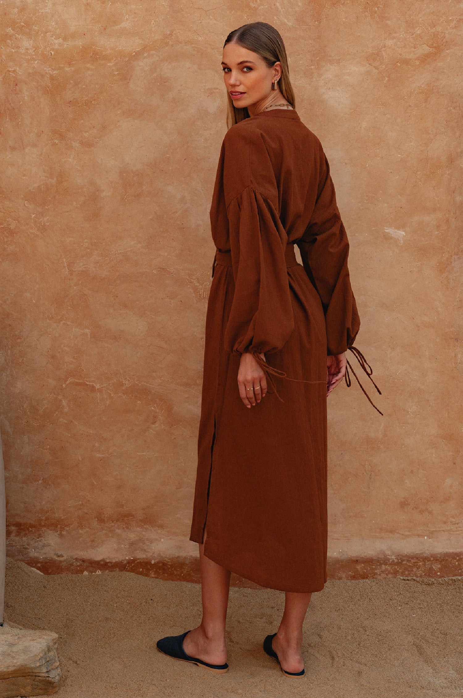 Denise Long Sleeve Linen Kimono Dress-thumbmail-11