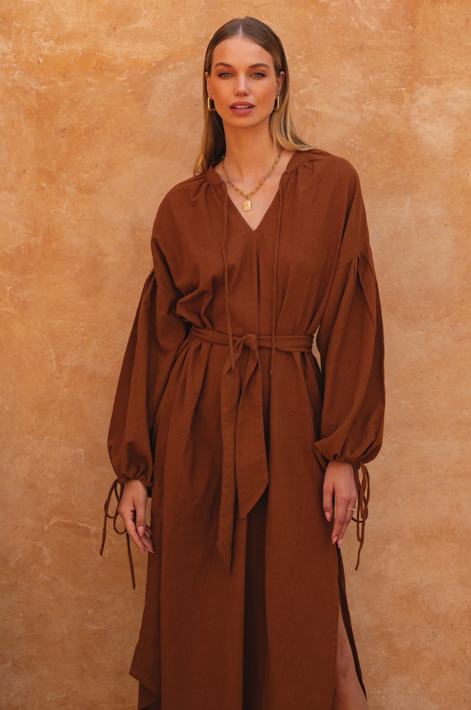 Denise Long Sleeve Linen Kimono Dress-thumbmail-7