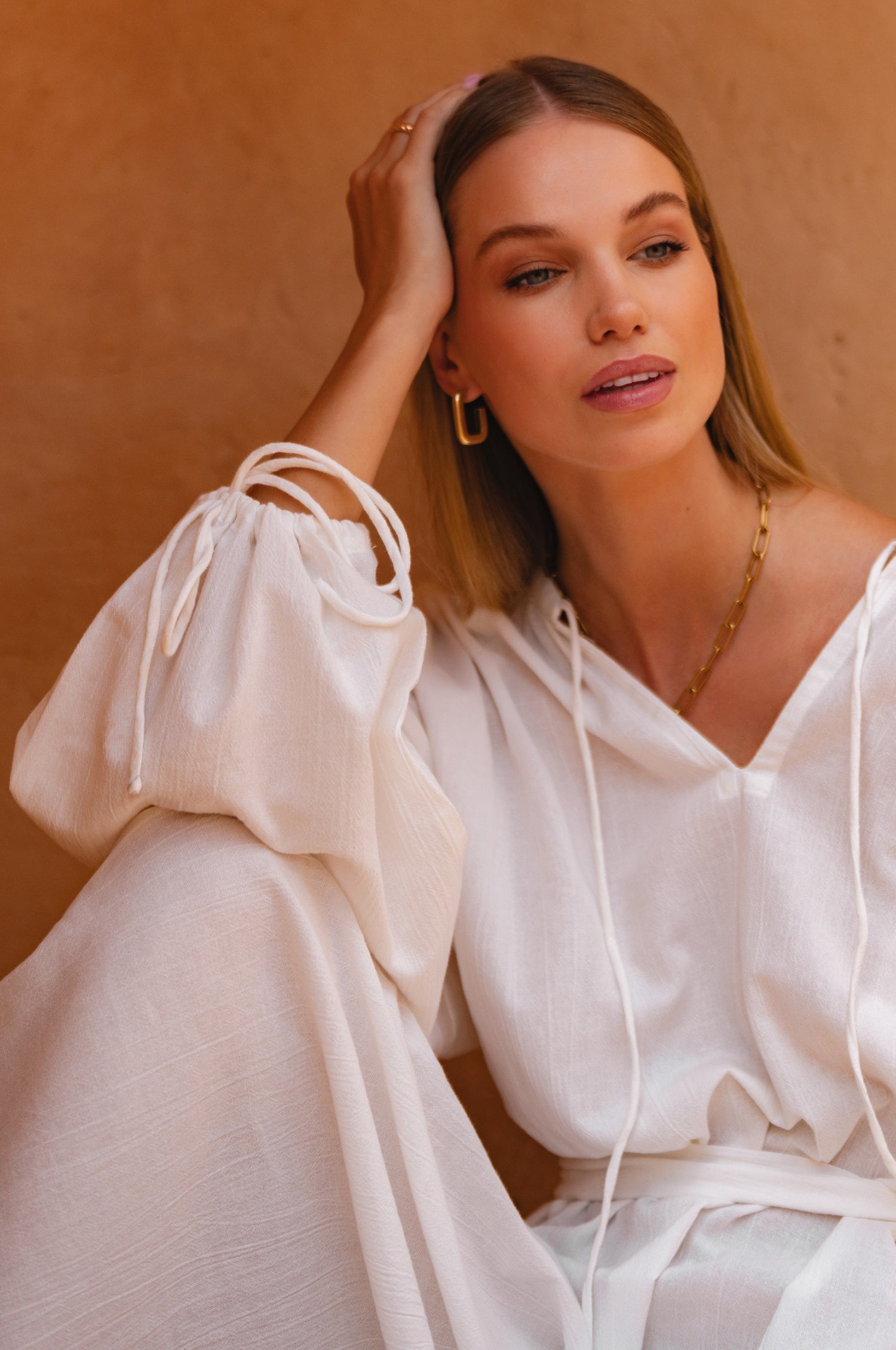 Denise Long Sleeve Linen Kimono Dress-thumbmail-2