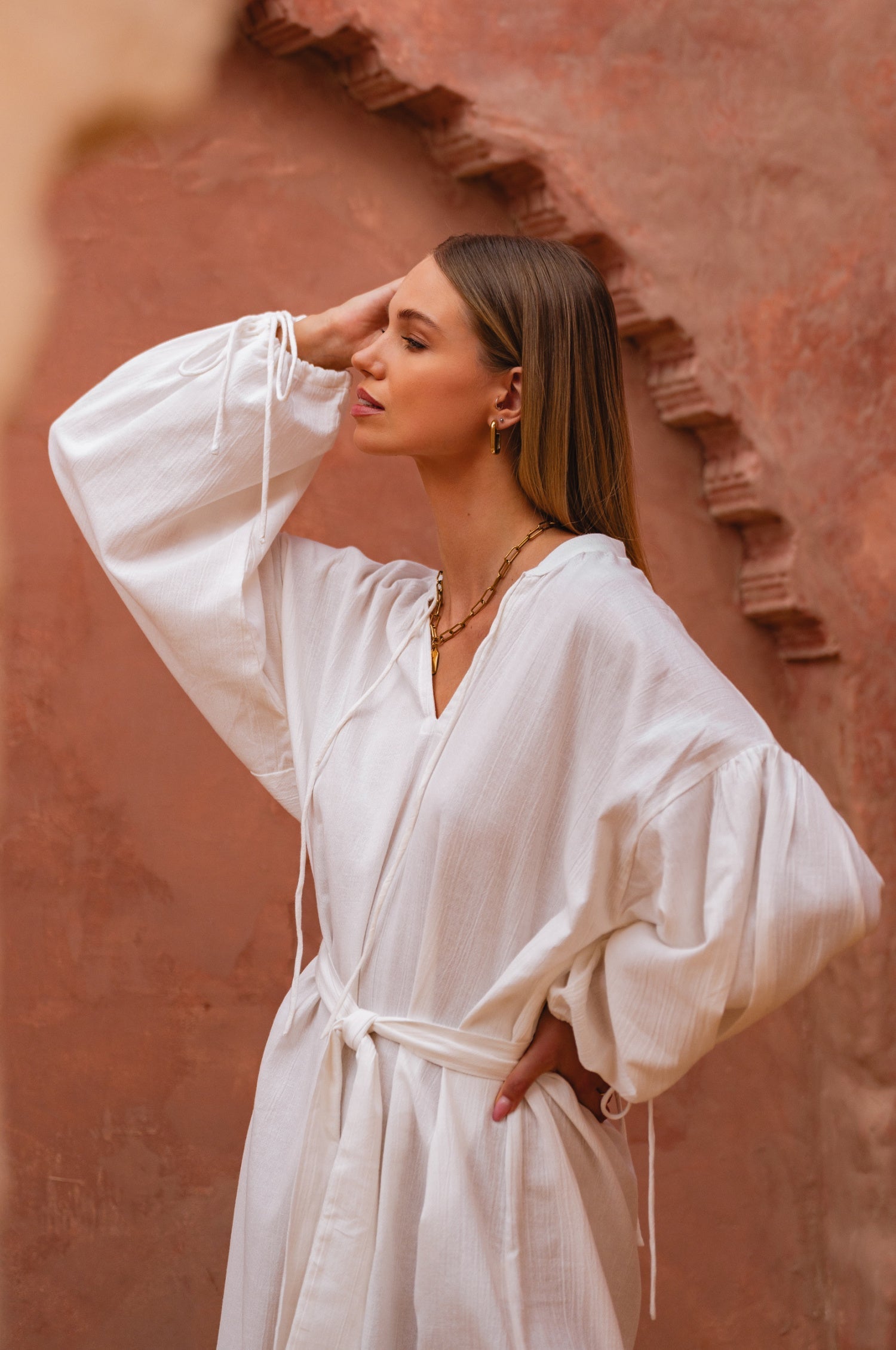 Denise Long Sleeve Linen Kimono Dress-thumbmail-4