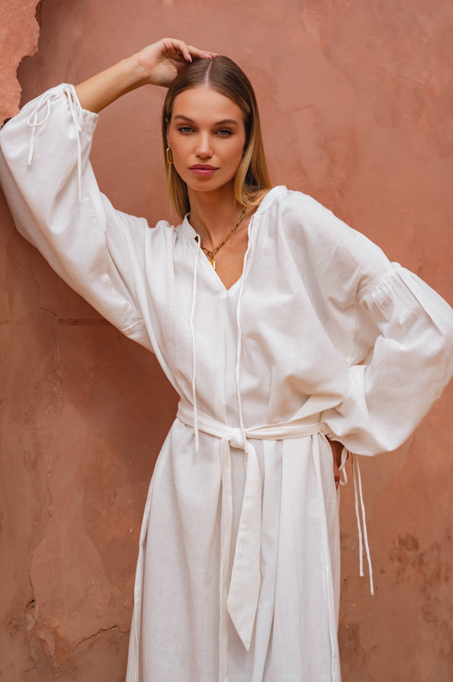 Denise Long Sleeve Linen Kimono Dress-thumbmail-11
