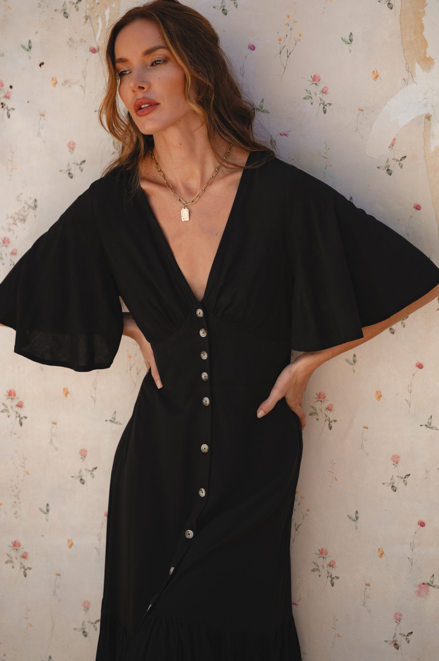 Donna Button Down Midi Dress-thumbmail-8