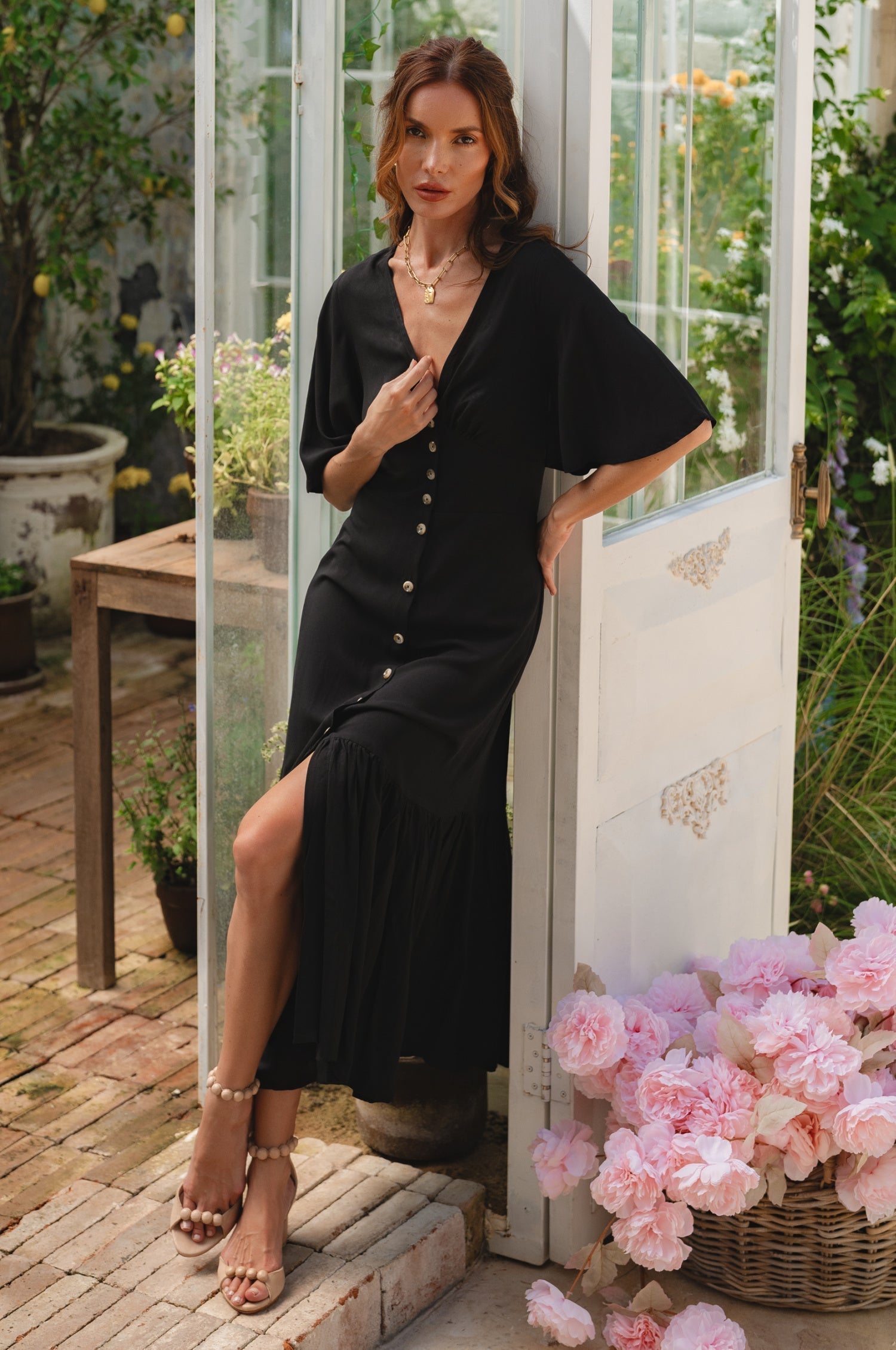 Donna Button Down Midi Dress-thumbmail-10