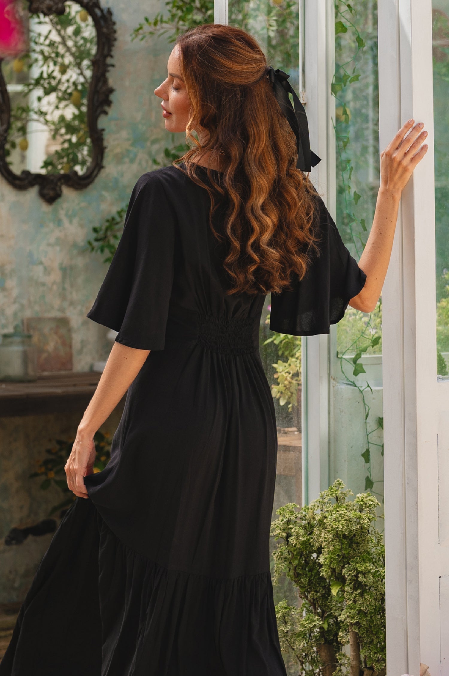 Donna Button Down Midi Dress-thumbmail-3