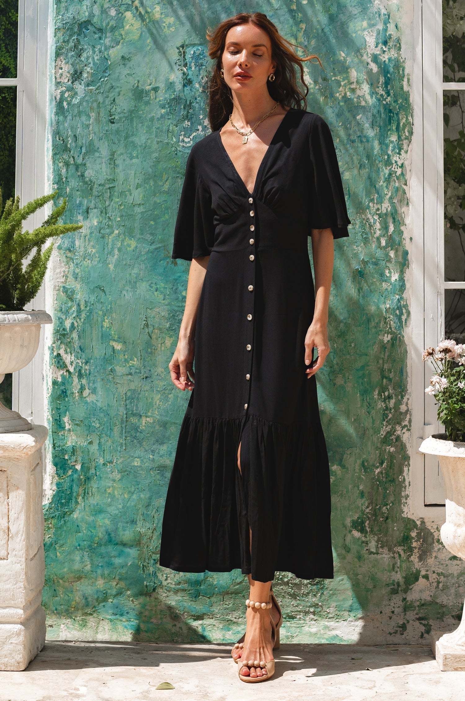 Donna Button Down Midi Dress-thumbmail-7