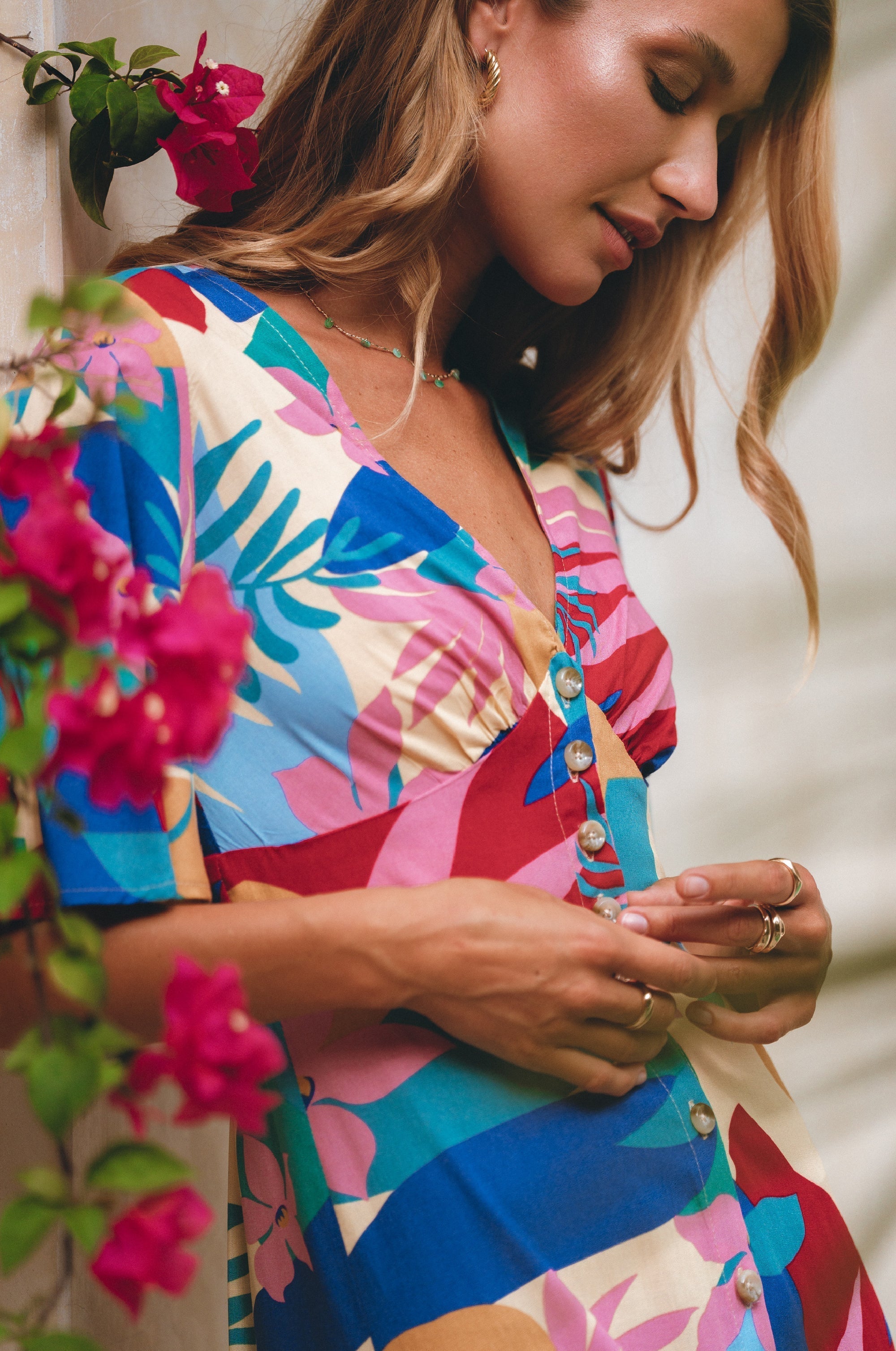 Donna Button Down Midi Dress-thumbmail-5