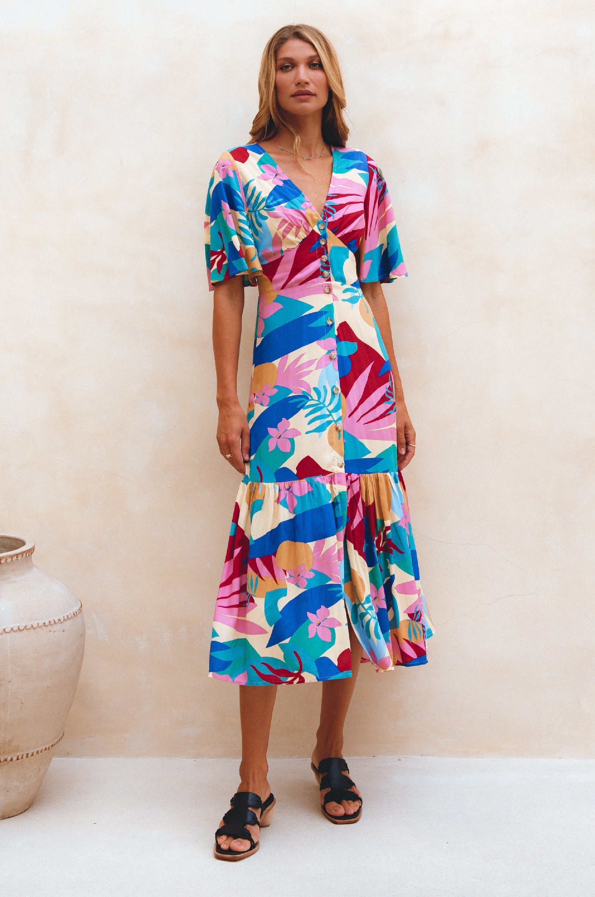 Donna Button Down Midi Dress-thumbmail-7