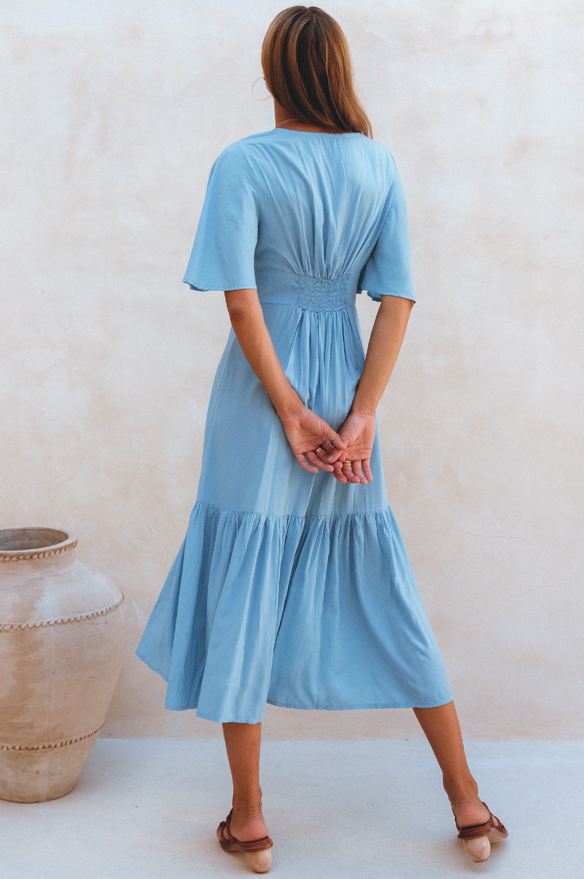 Donna Button Down Midi Dress-thumbmail-6